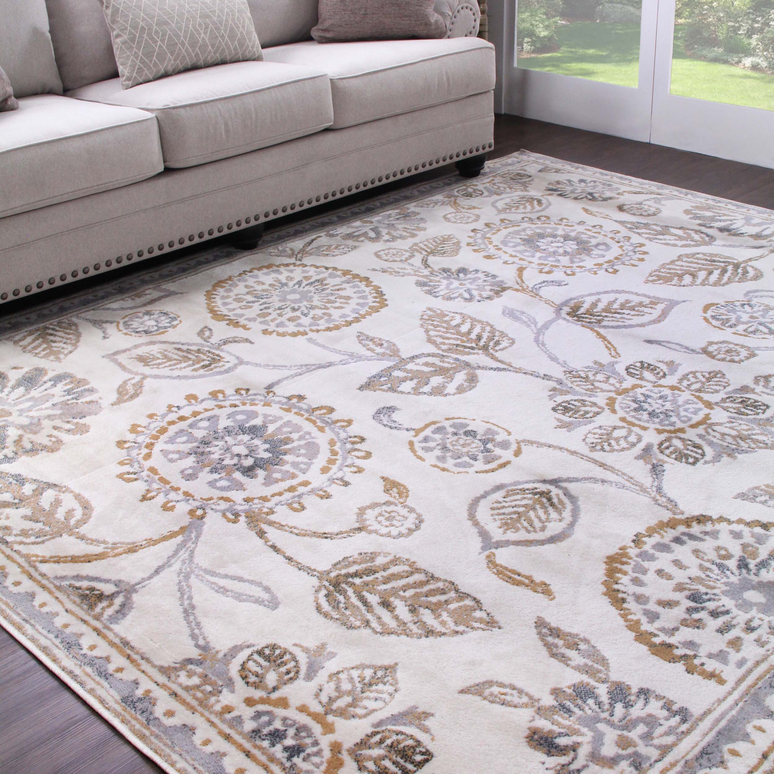 Amaryllis Modern Floral Indoor Farmhouse Area Rug or Runner Rug - Blue Nile Mills