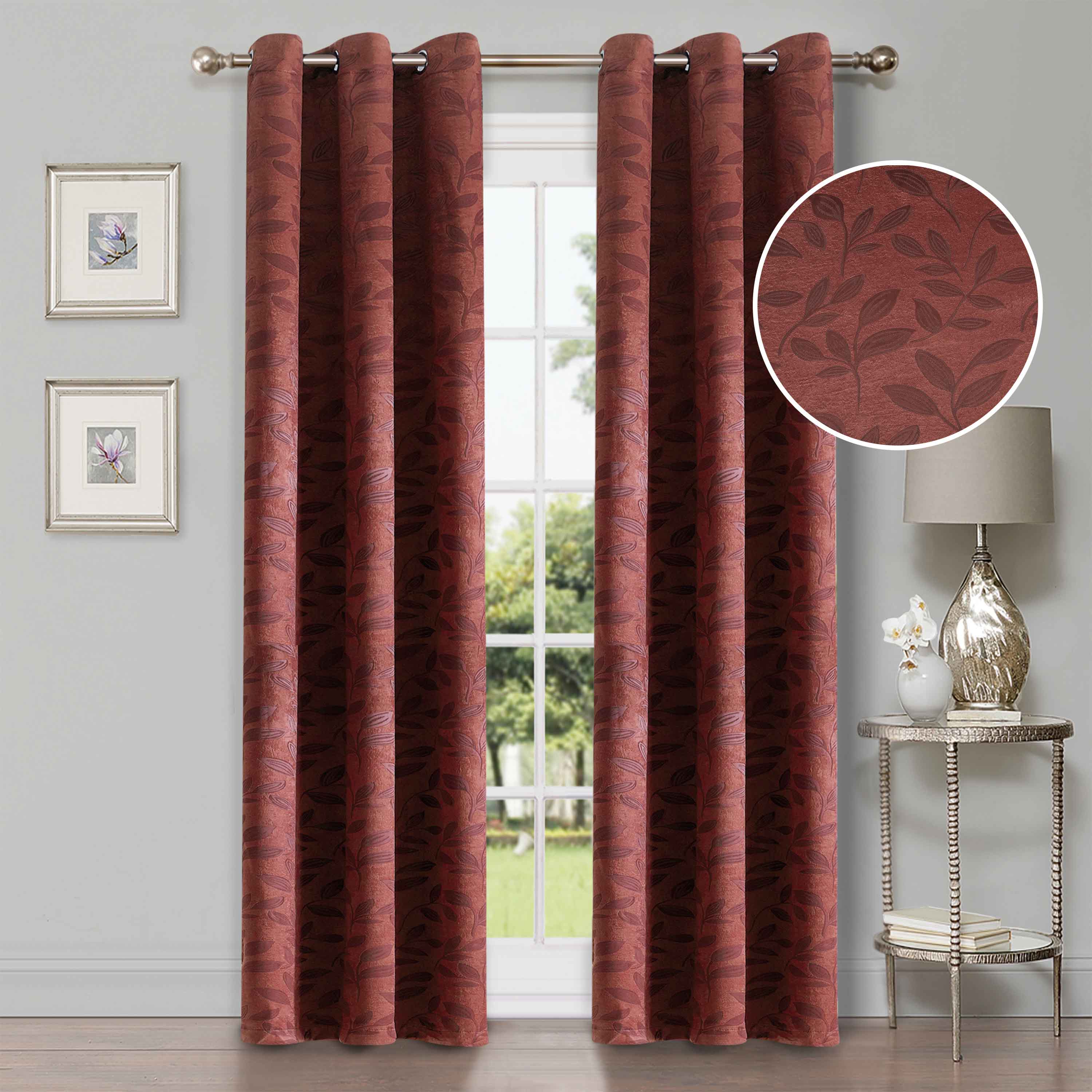 Leaves Room Darkening Blackout Curtain Panel Sets - Blue Nile Mills