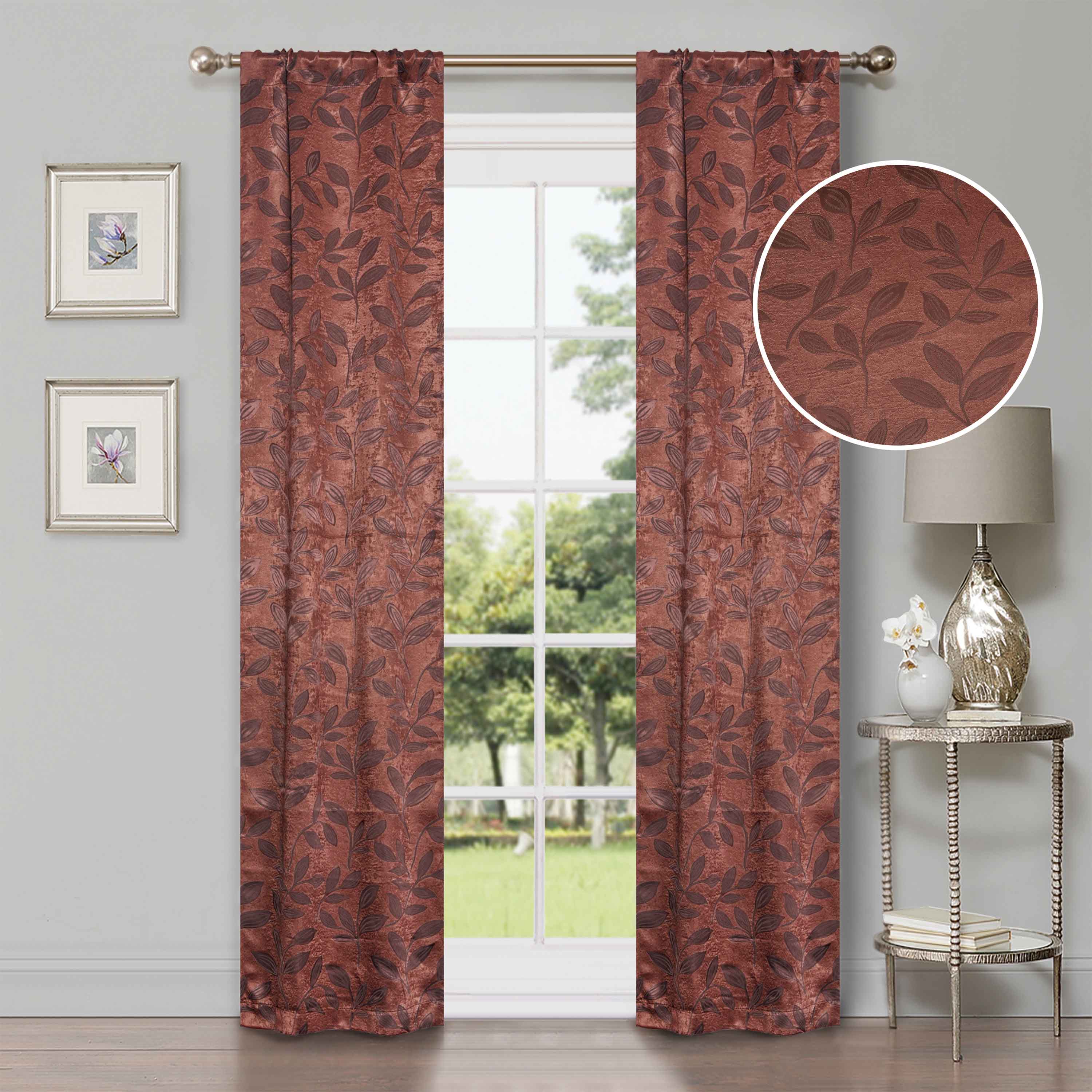 Leaves Room Darkening Blackout Curtain Panel Sets - Blue Nile Mills
