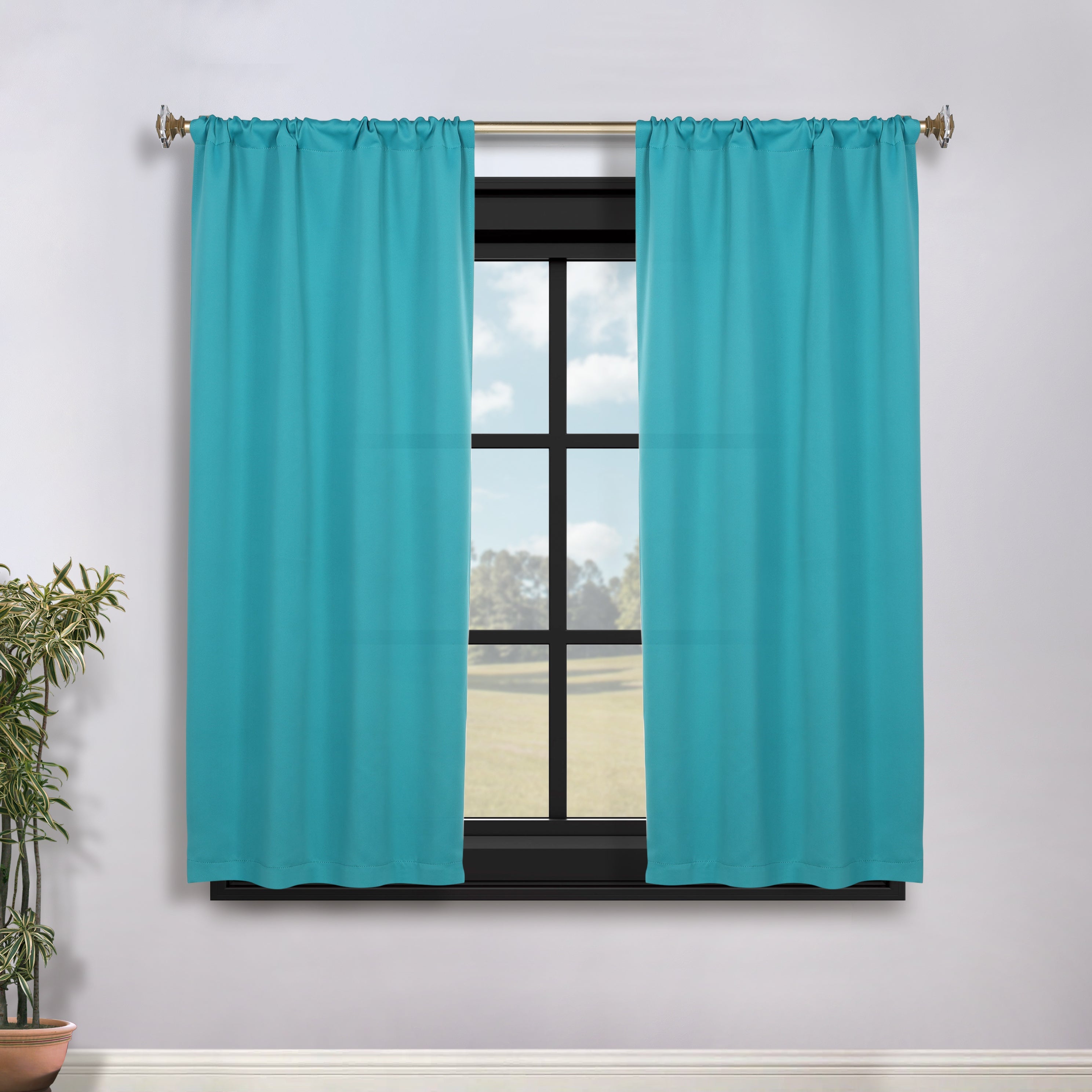 Solid Machine Washable Room Darkening Blackout Curtains, Set of 2 - Blue Nile Mills