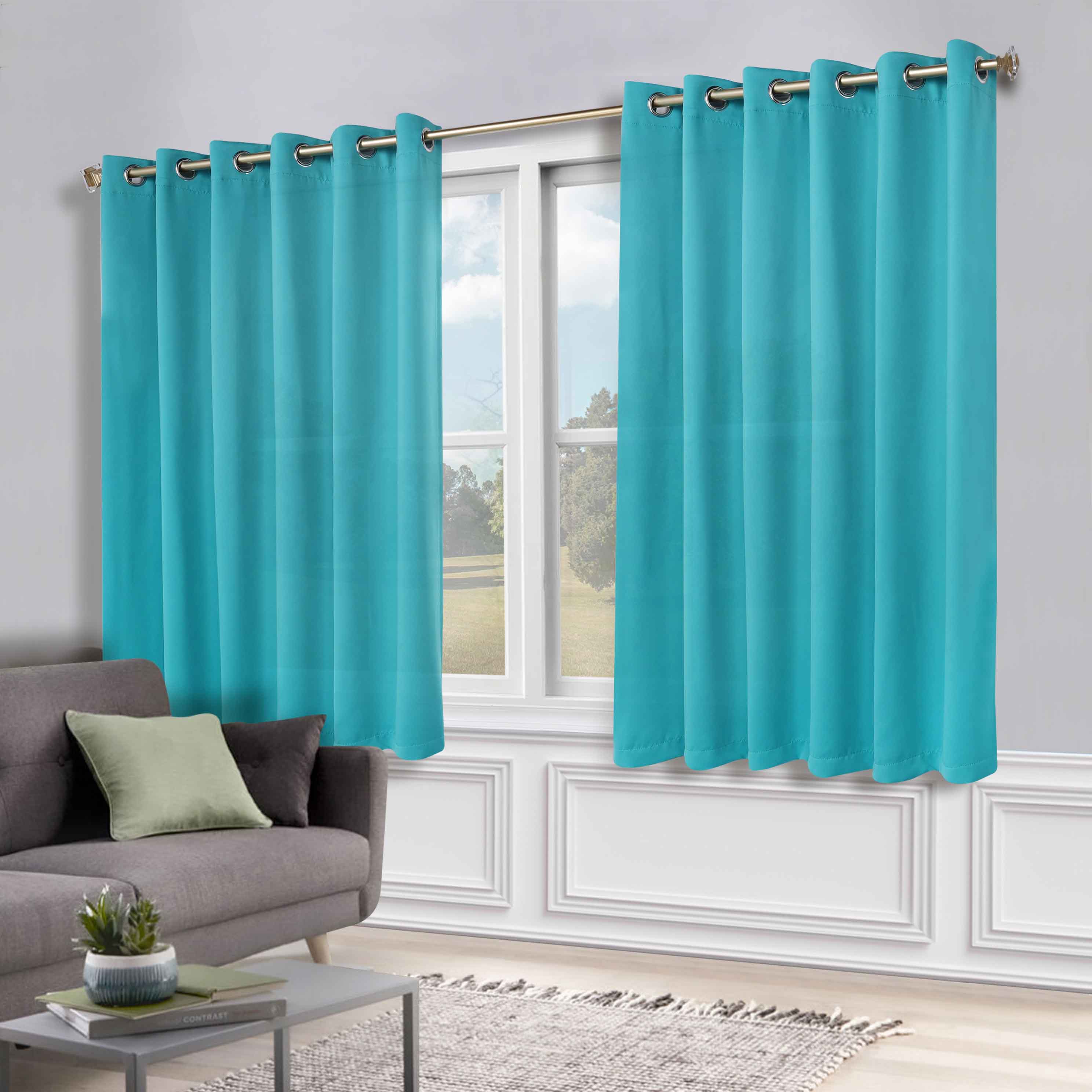 Solid Machine Washable Room Darkening Blackout Curtains, Set of 2 - Blue Nile Mills