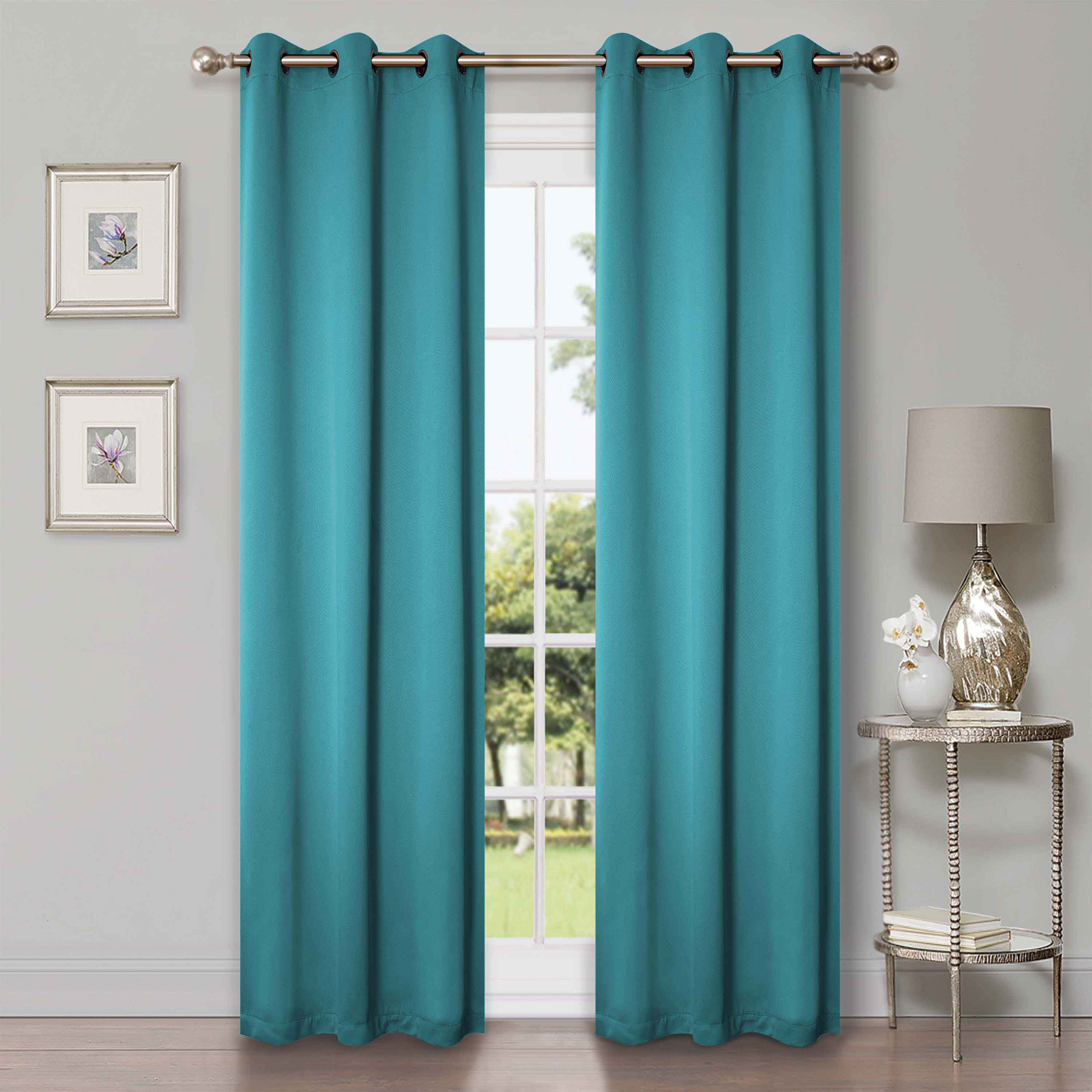 Grommet Room Darkening Solid Blackout Curtains, Set of 2 - Blue Nile Mills
