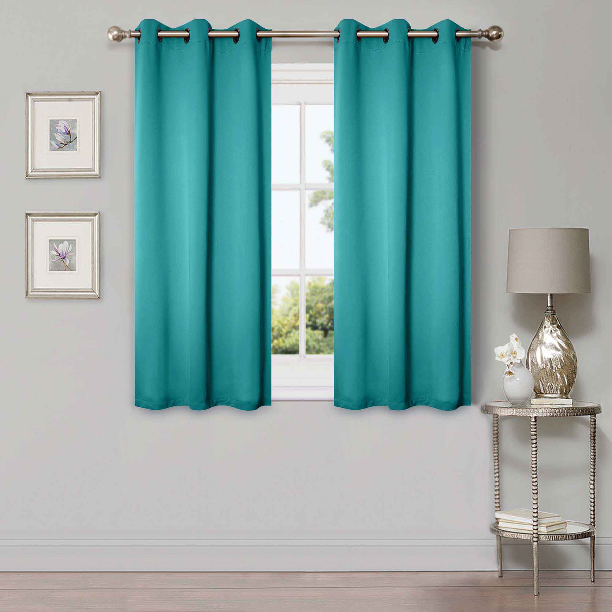 Grommet Room Darkening Solid Blackout Curtains, Set of 2 - Blue Nile Mills