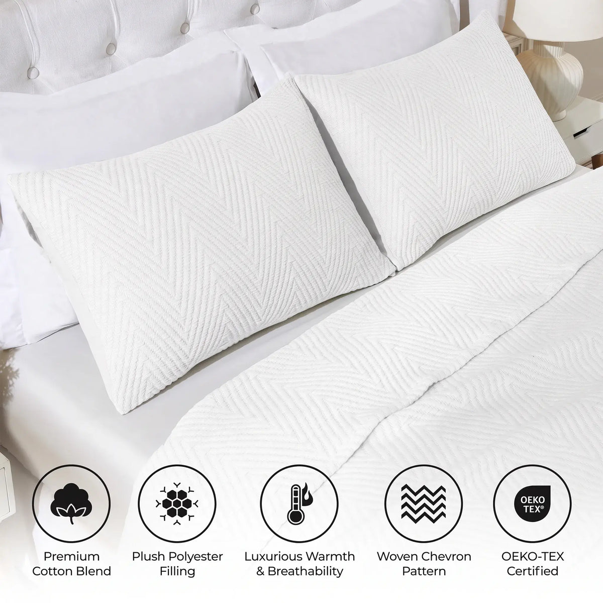 Aswan Matelassé Cotton Blend Chevron Woven Textured Coverlet Set or Throw Blanket Collection