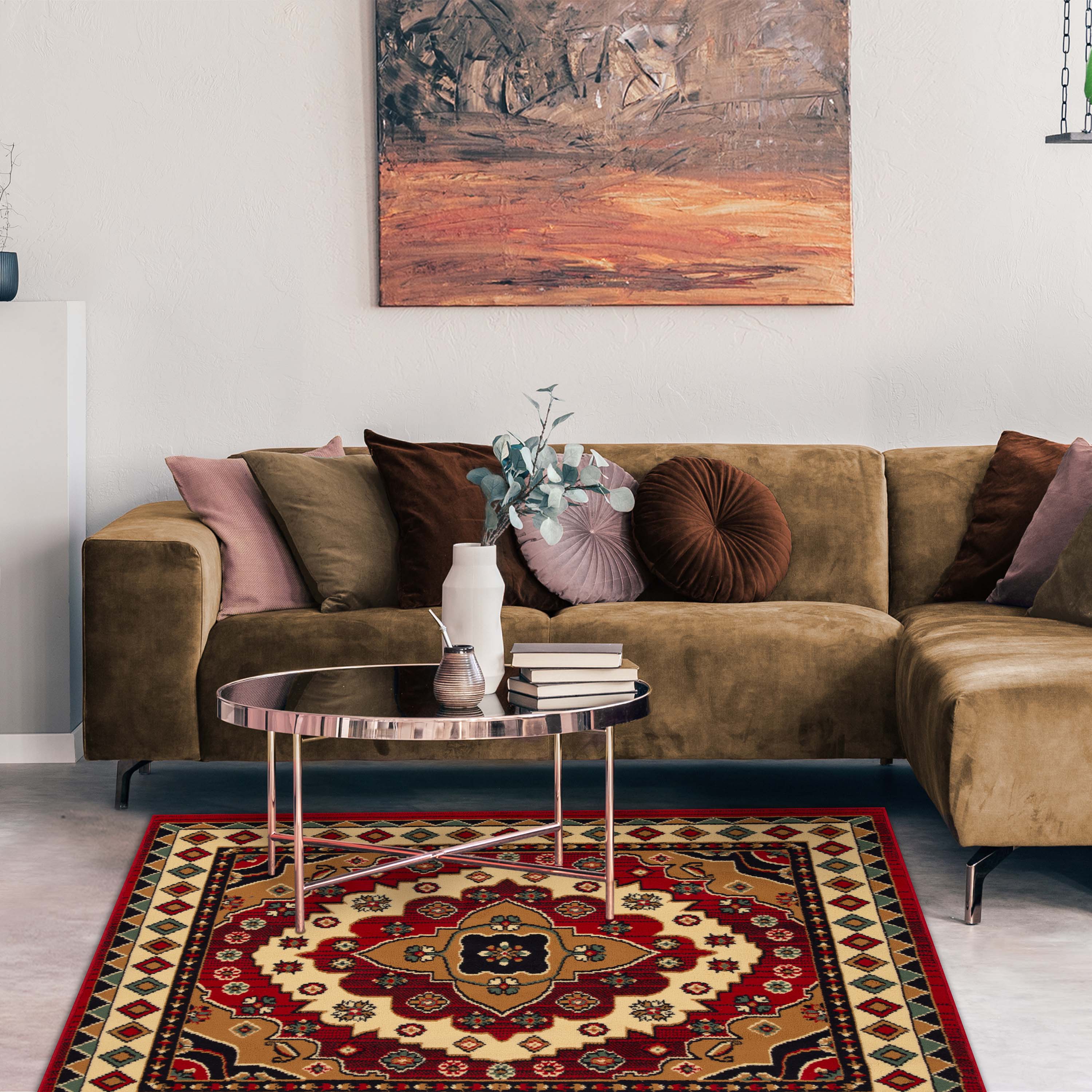 Aztec Southwestern Medallion Ikat Indoor Rug - Blue Nile Mills