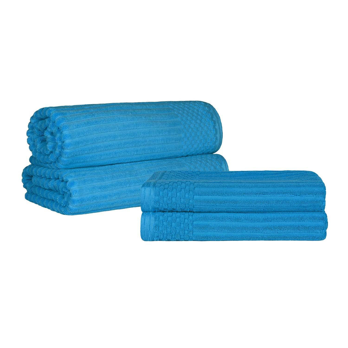 Soho Ribbed Textured Cotton Absorbent Bath Sheet & Bath Towel Set - Blue Nile Mills