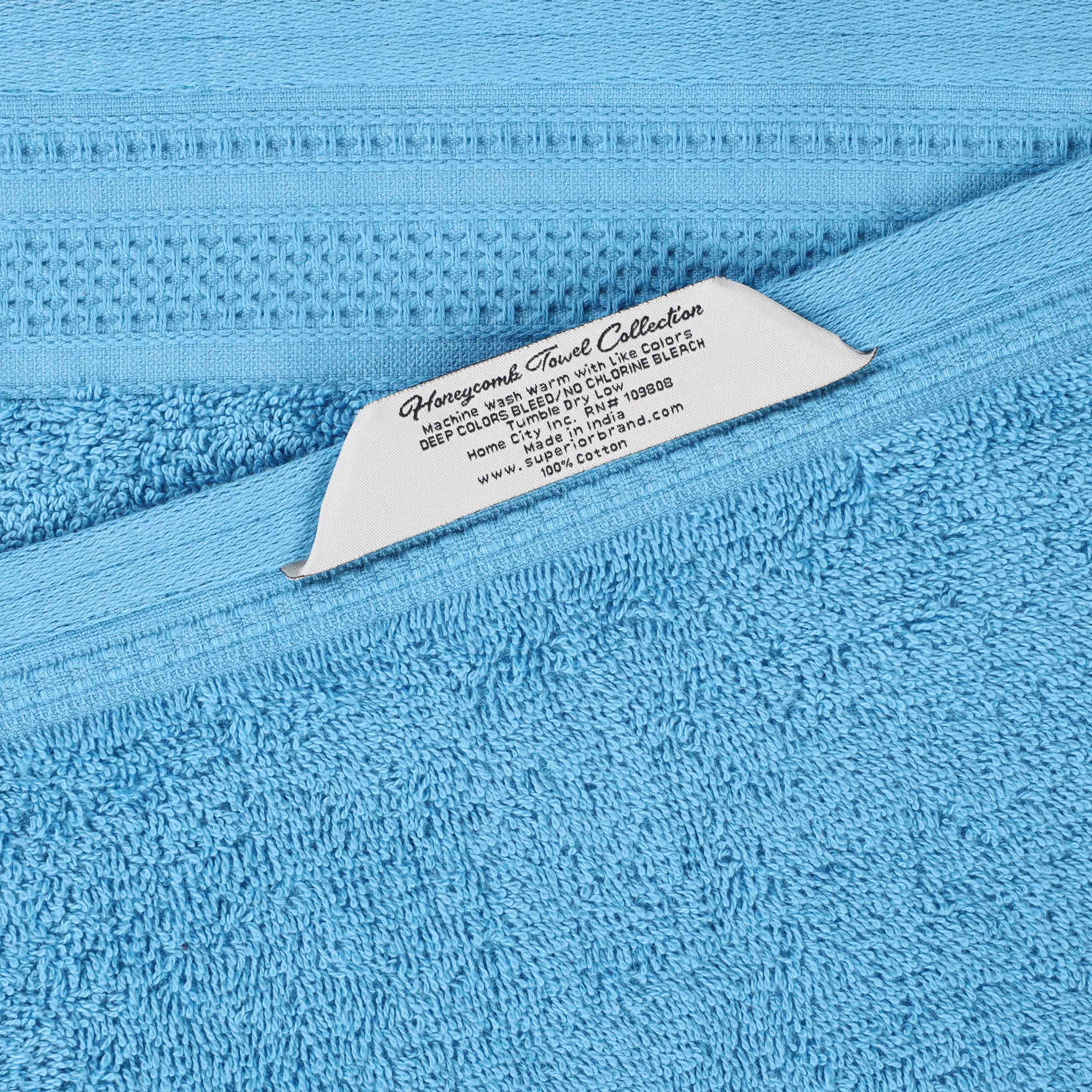 Honeycomb Textured Waffle Border Luxury Cotton 3 Piece Towel Set - Blue Nile Mills