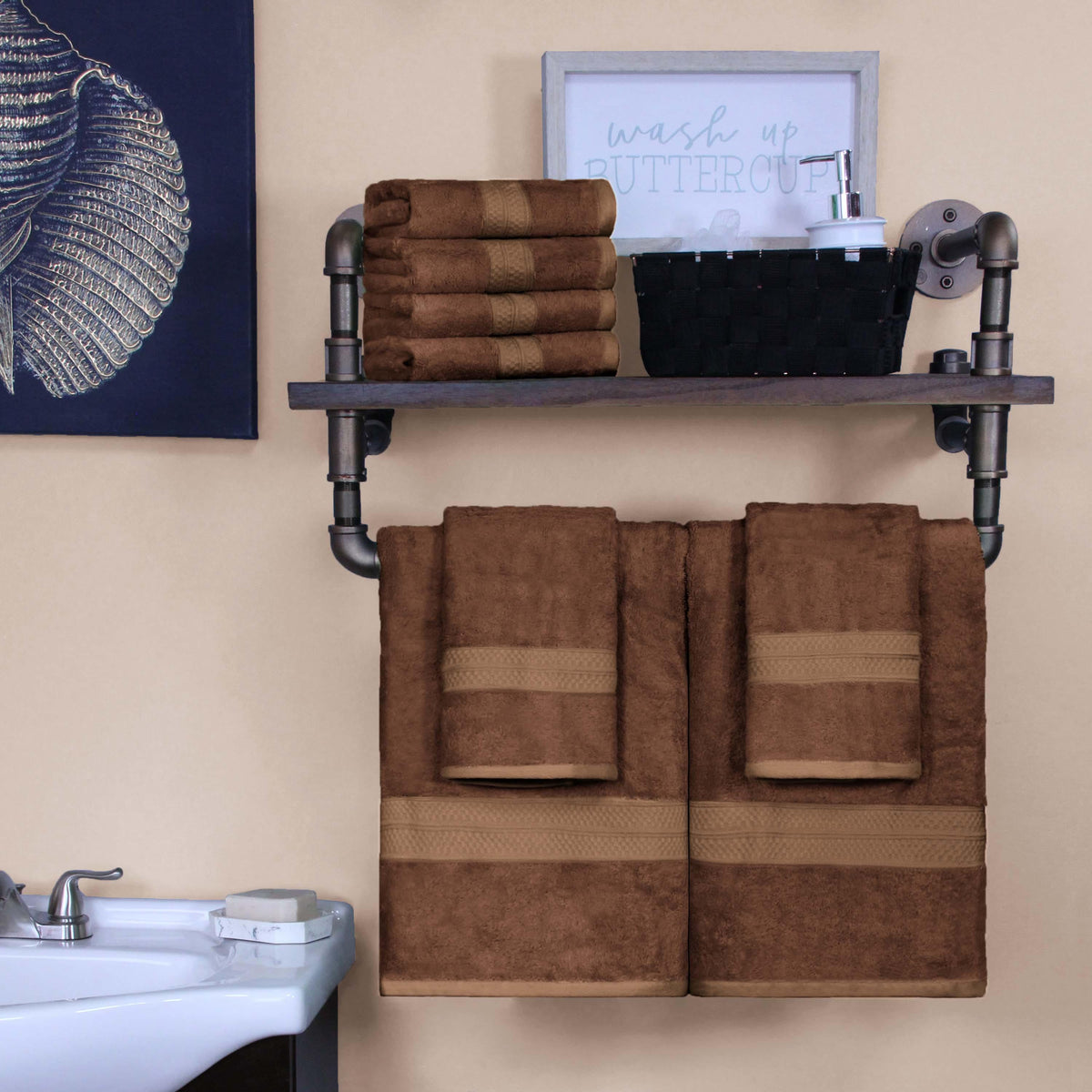 Ultra-Soft Rayon from Bamboo Cotton Blend Bath and Hand Towel Set - Blue Nile Mills