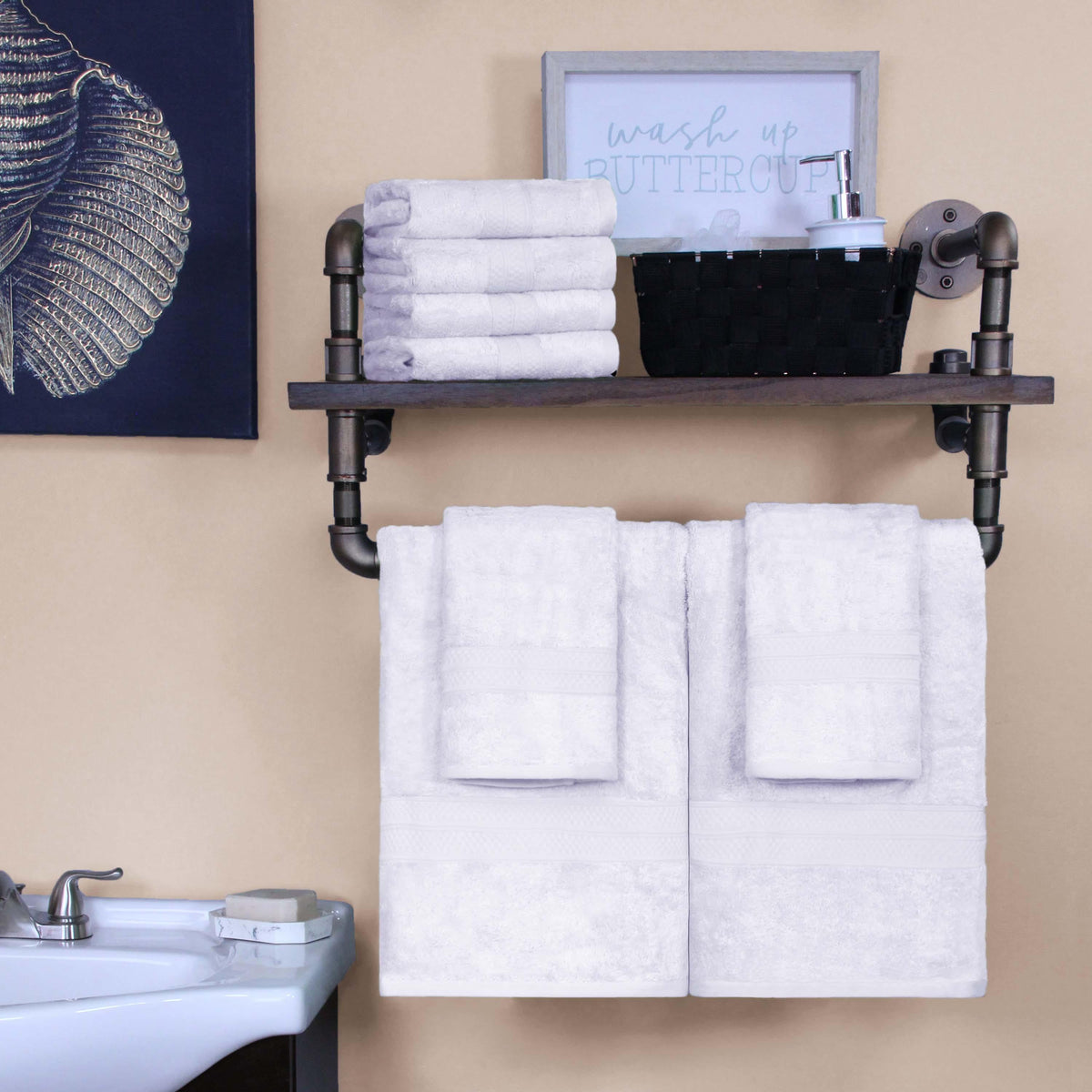 Ultra-Soft Rayon from Bamboo Cotton Blend Bath and Hand Towel Set - Blue Nile Mills