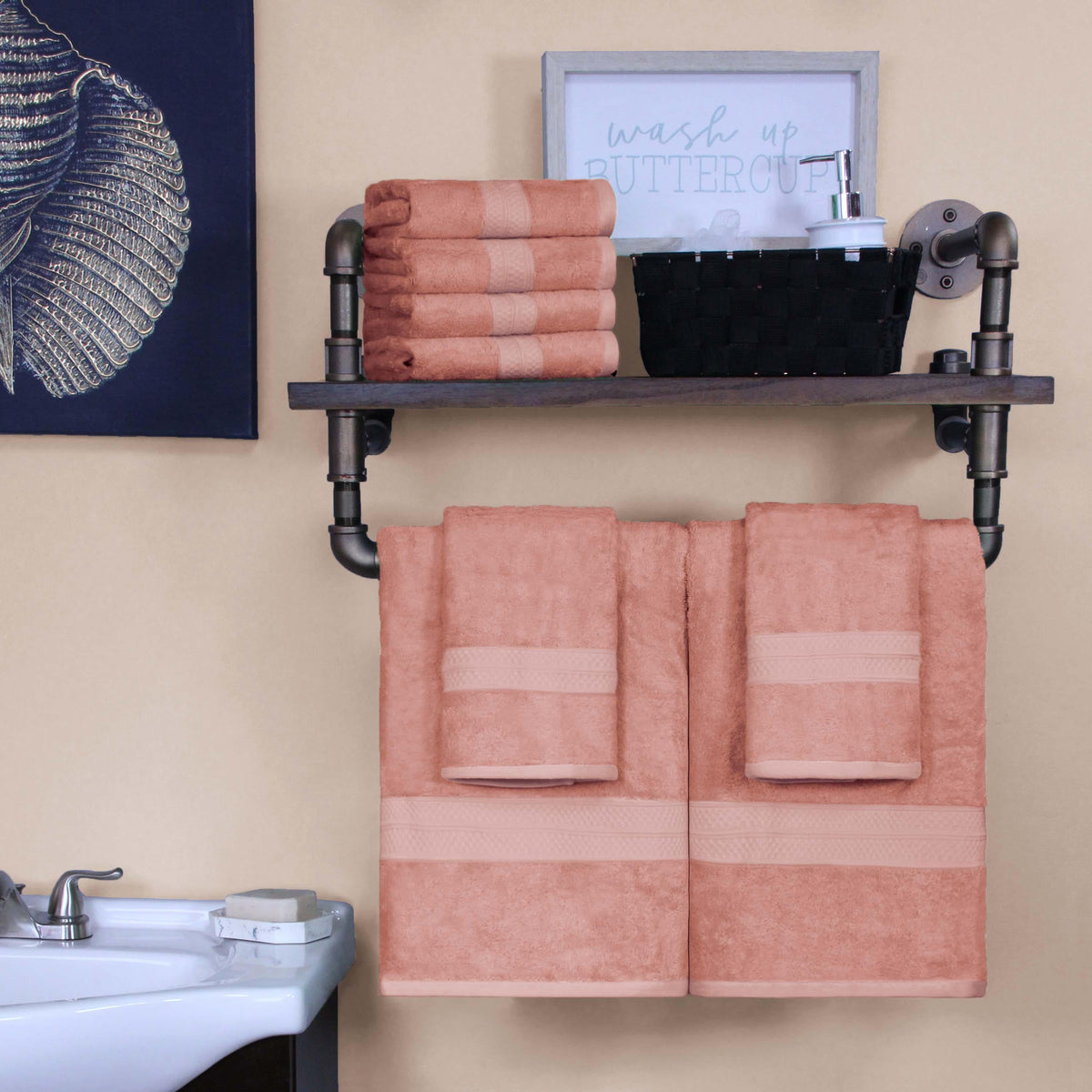 Ultra-Soft Rayon from Bamboo Cotton Blend Bath and Hand Towel Set - Blue Nile Mills