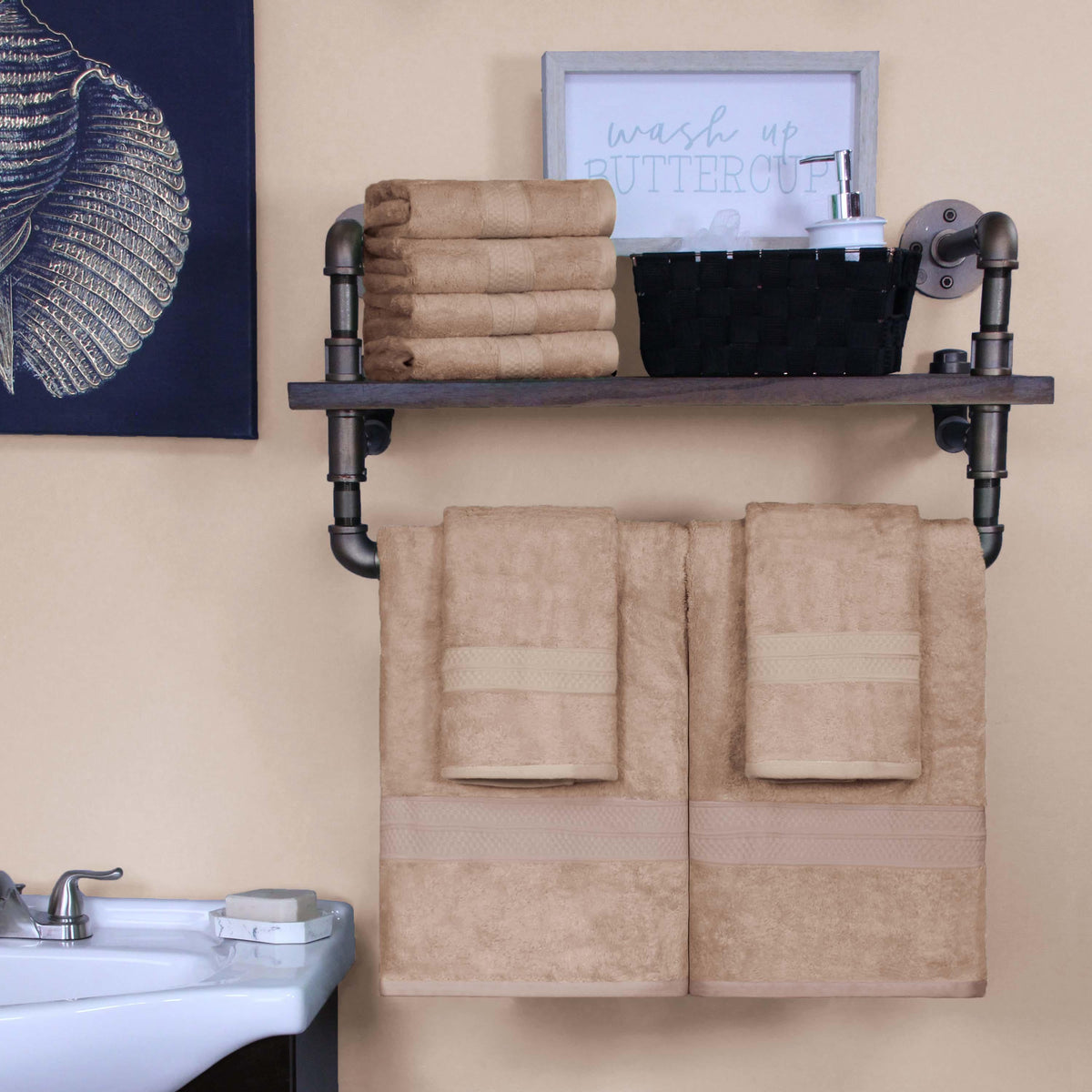 Ultra-Soft Rayon from Bamboo Cotton Blend Bath and Hand Towel Set - Blue Nile Mills