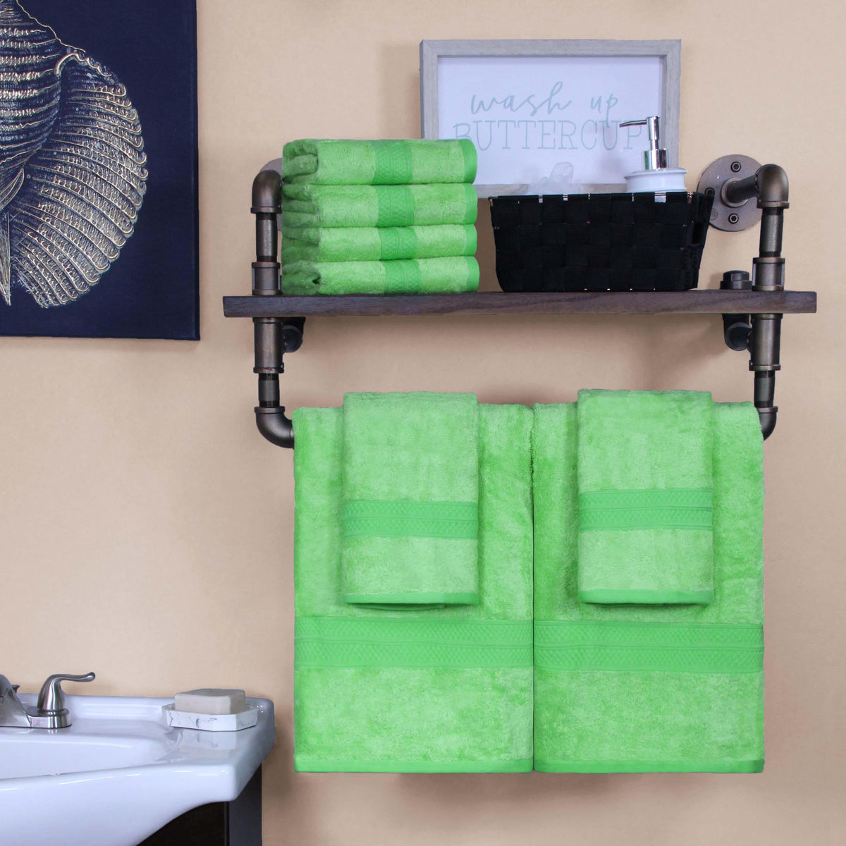 Ultra-Soft Rayon from Bamboo Cotton Blend Bath and Hand Towel Set - Blue Nile Mills