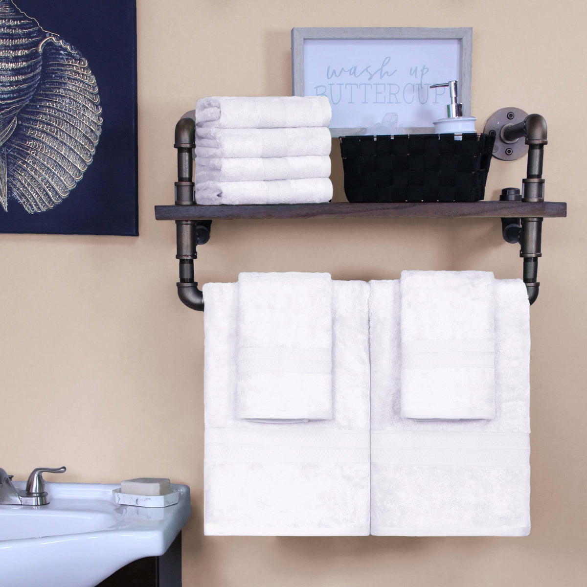 Ultra-Soft Rayon from Bamboo Cotton Blend Bath and Hand Towel Set - Blue Nile Mills