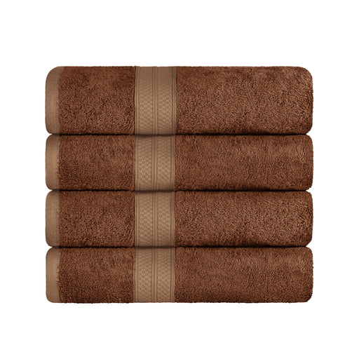 Ultra-Soft Rayon from Bamboo Cotton Blend 4 Piece Bath Towel Set - Cocoa
