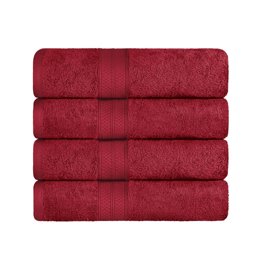 Ultra-Soft Rayon from Bamboo Cotton Blend 4 Piece Bath Towel Set - Crimson