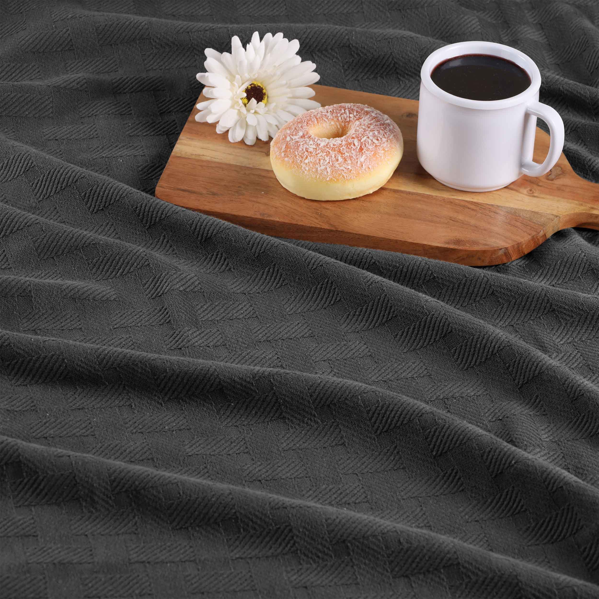 Basketweave All Season Cotton Bed Blanket - Blue Nile Mills