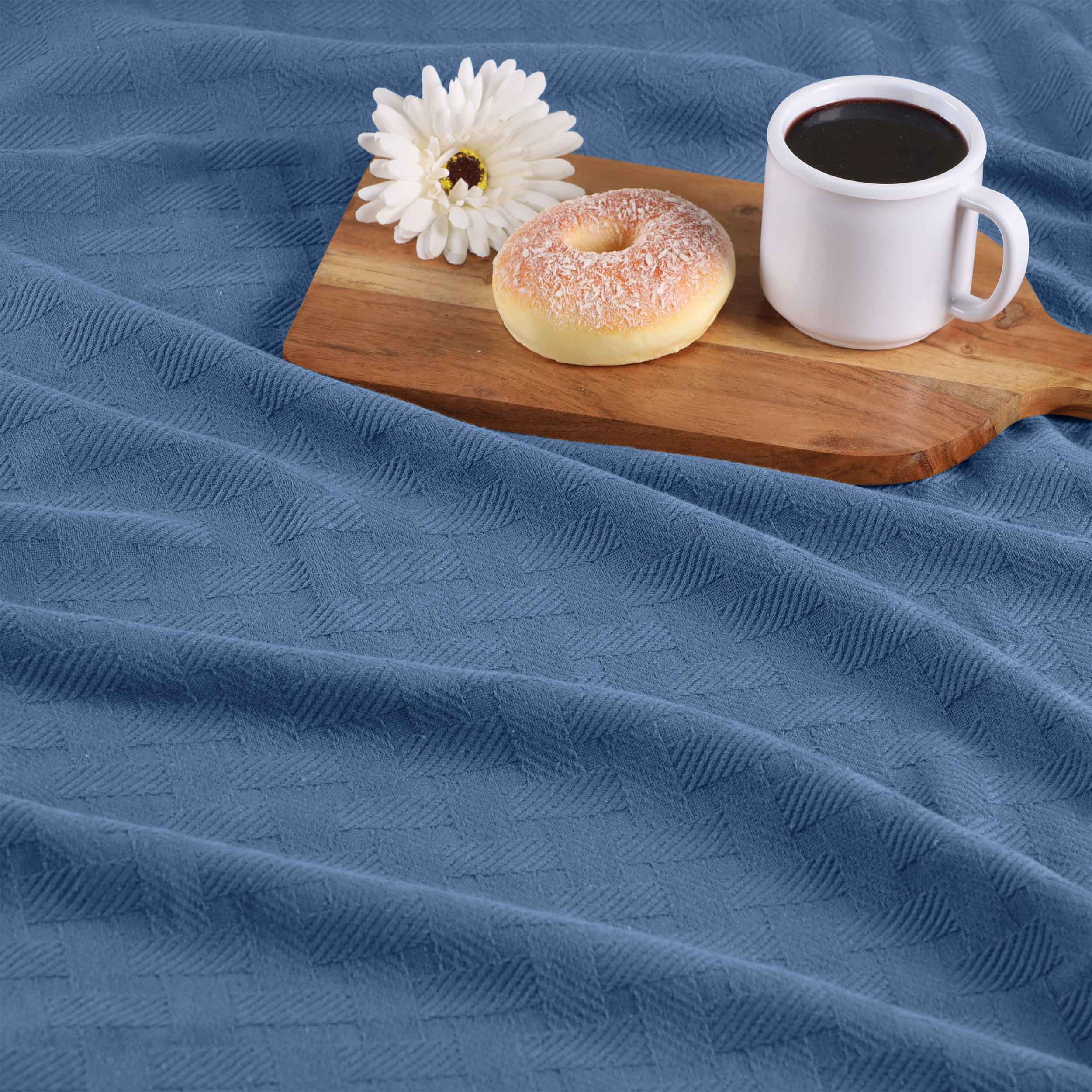 Basketweave All Season Cotton Bed Blanket - Blue Nile Mills
