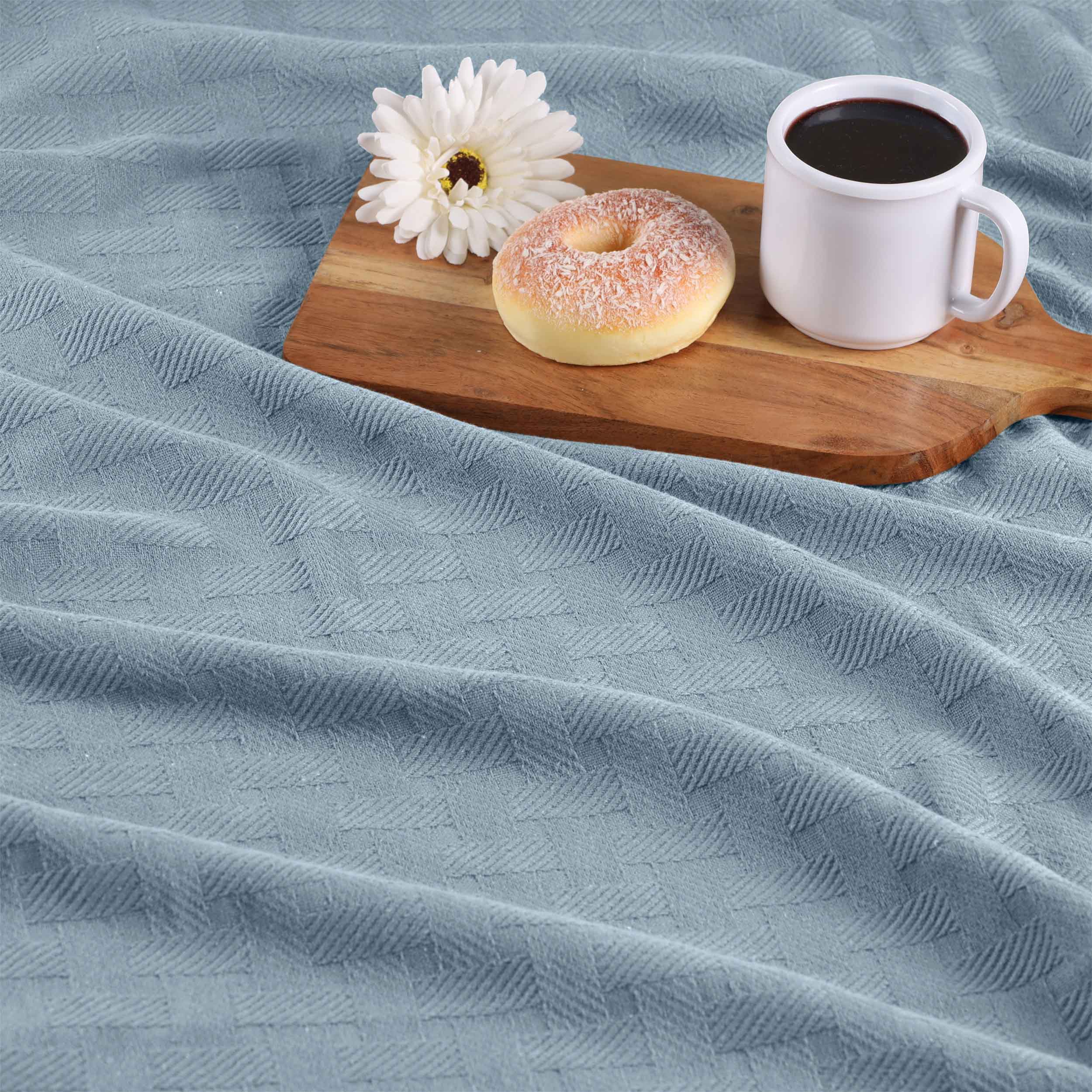 Basketweave All Season Cotton Bed Blanket - Blue Nile Mills