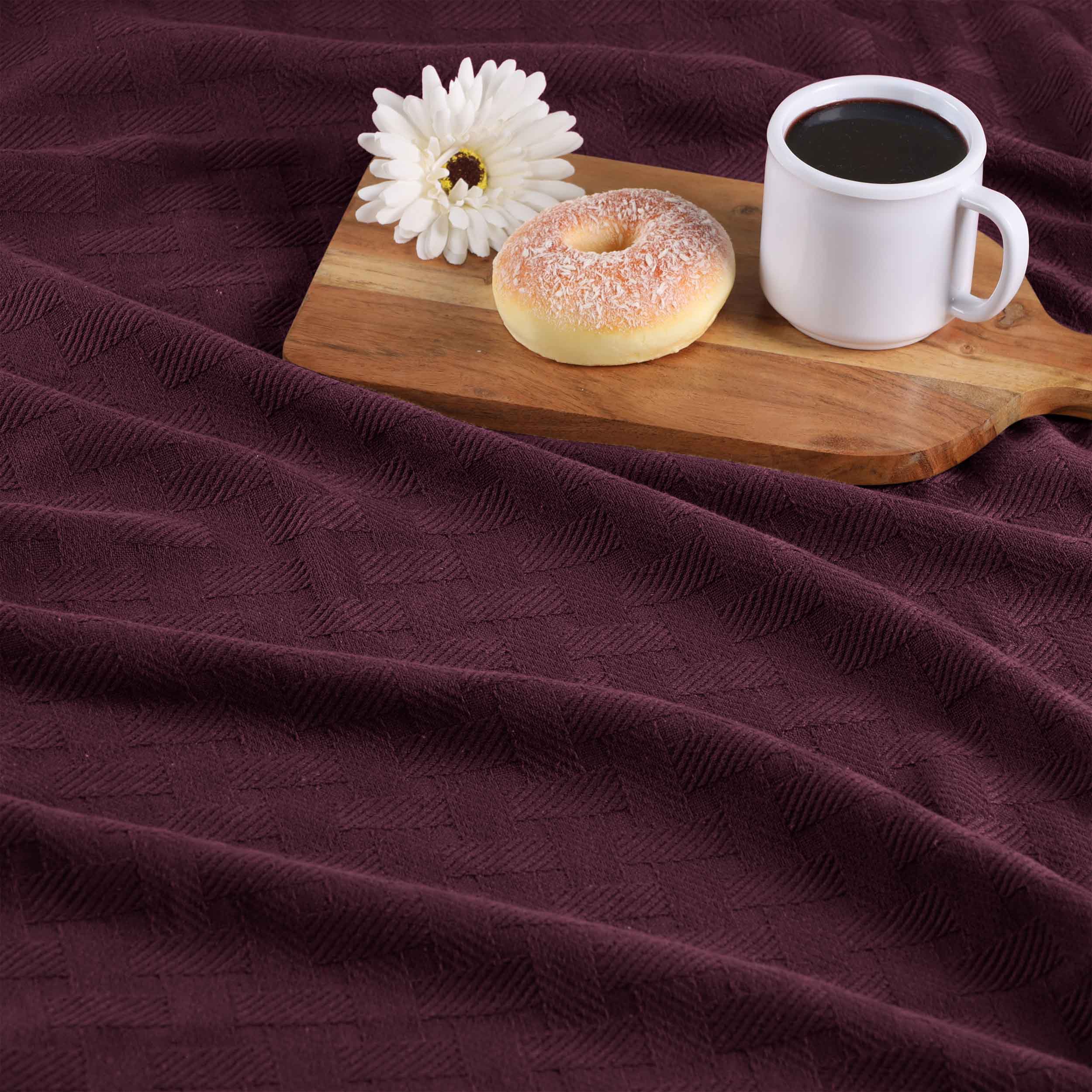 Basketweave All Season Cotton Bed Blanket - Blue Nile Mills