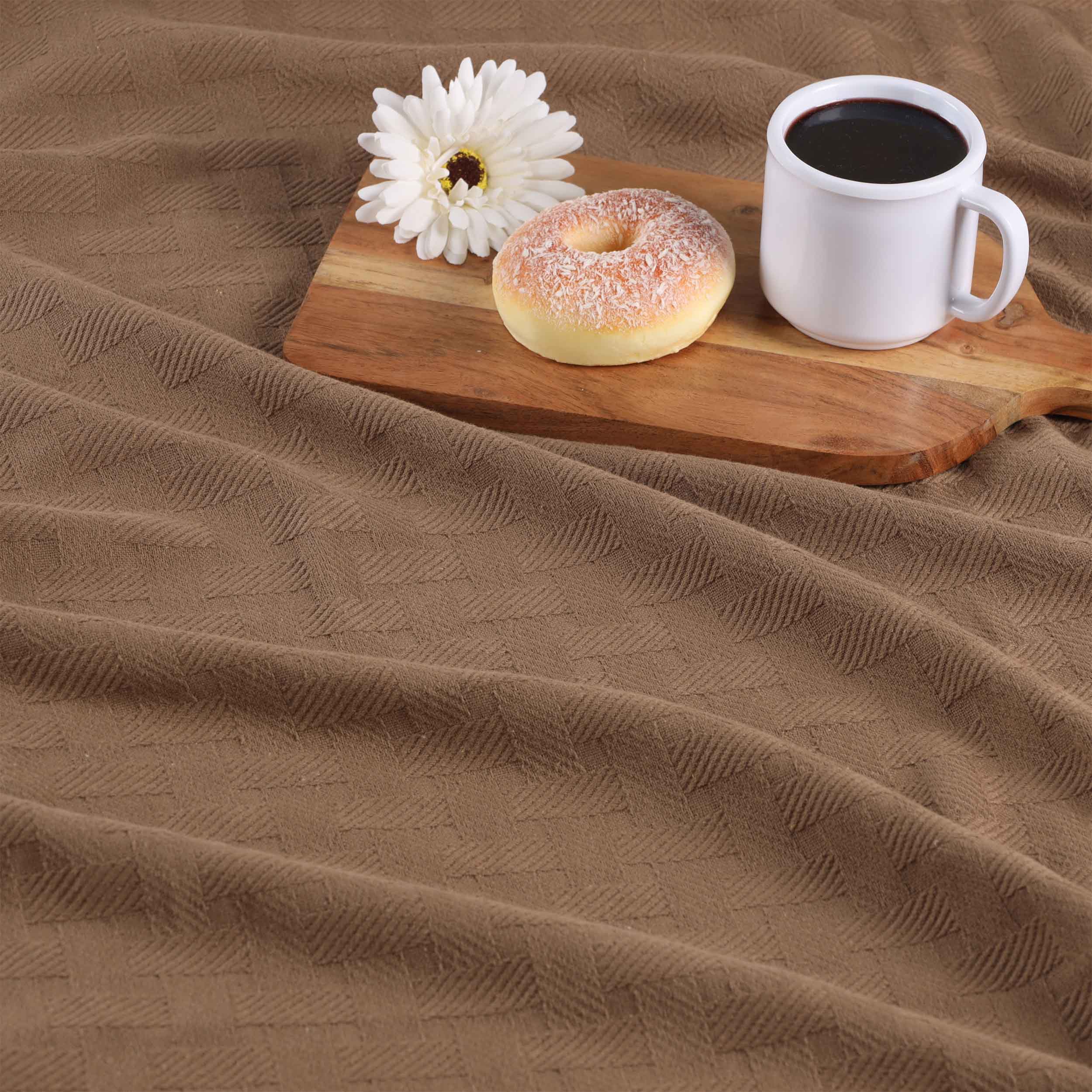 Basketweave All Season Cotton Bed Blanket - Blue Nile Mills