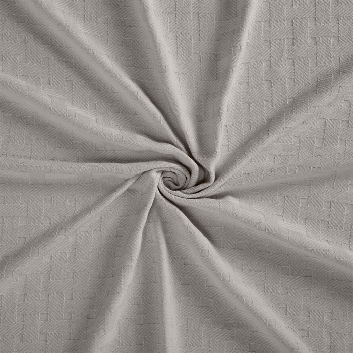 Basketweave All Season Cotton Bed Blanket & Sofa Throw - Silver