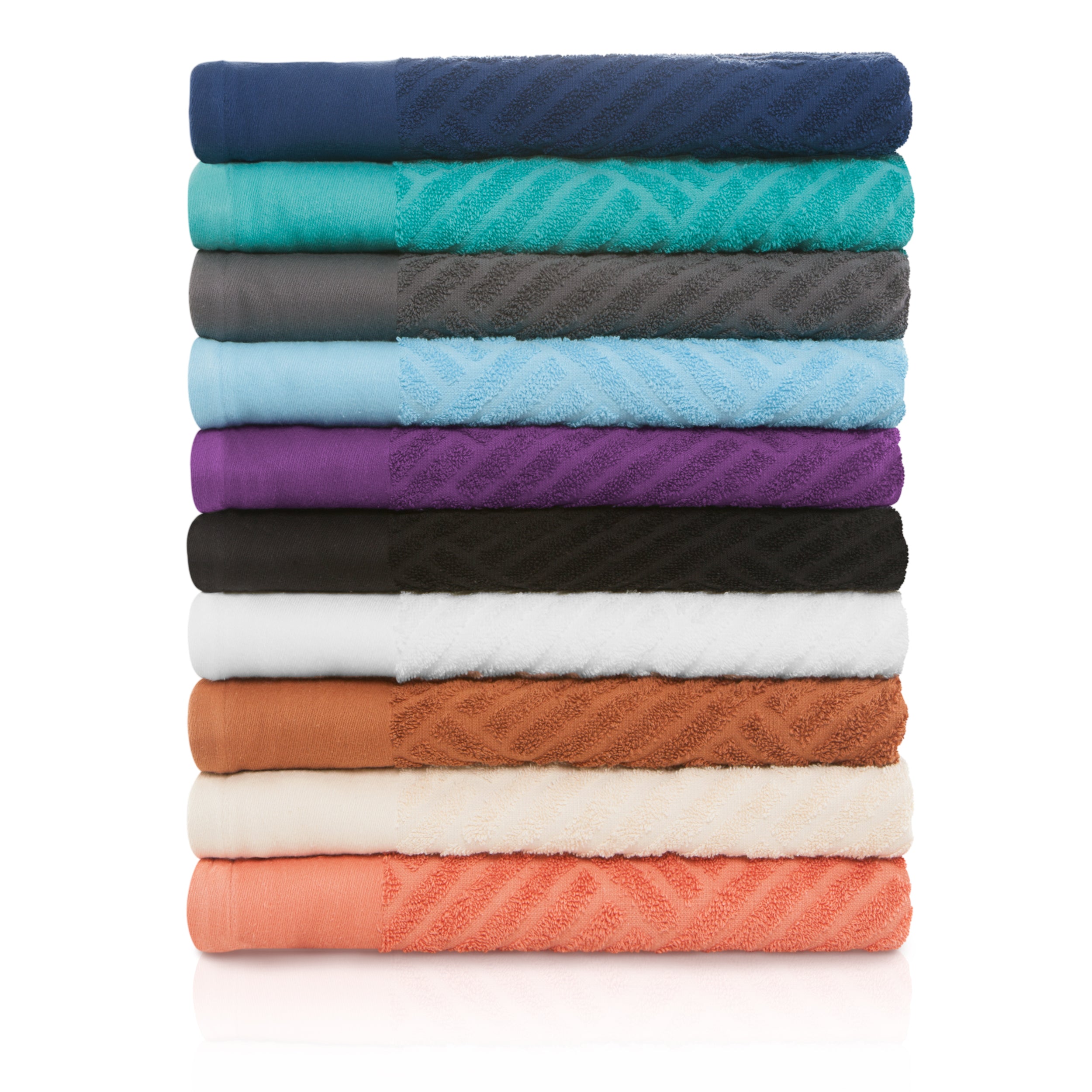 Basketweave Egyptian Cotton Jacquard 3 Piece Assorted Towel Set - Blue Nile Mills