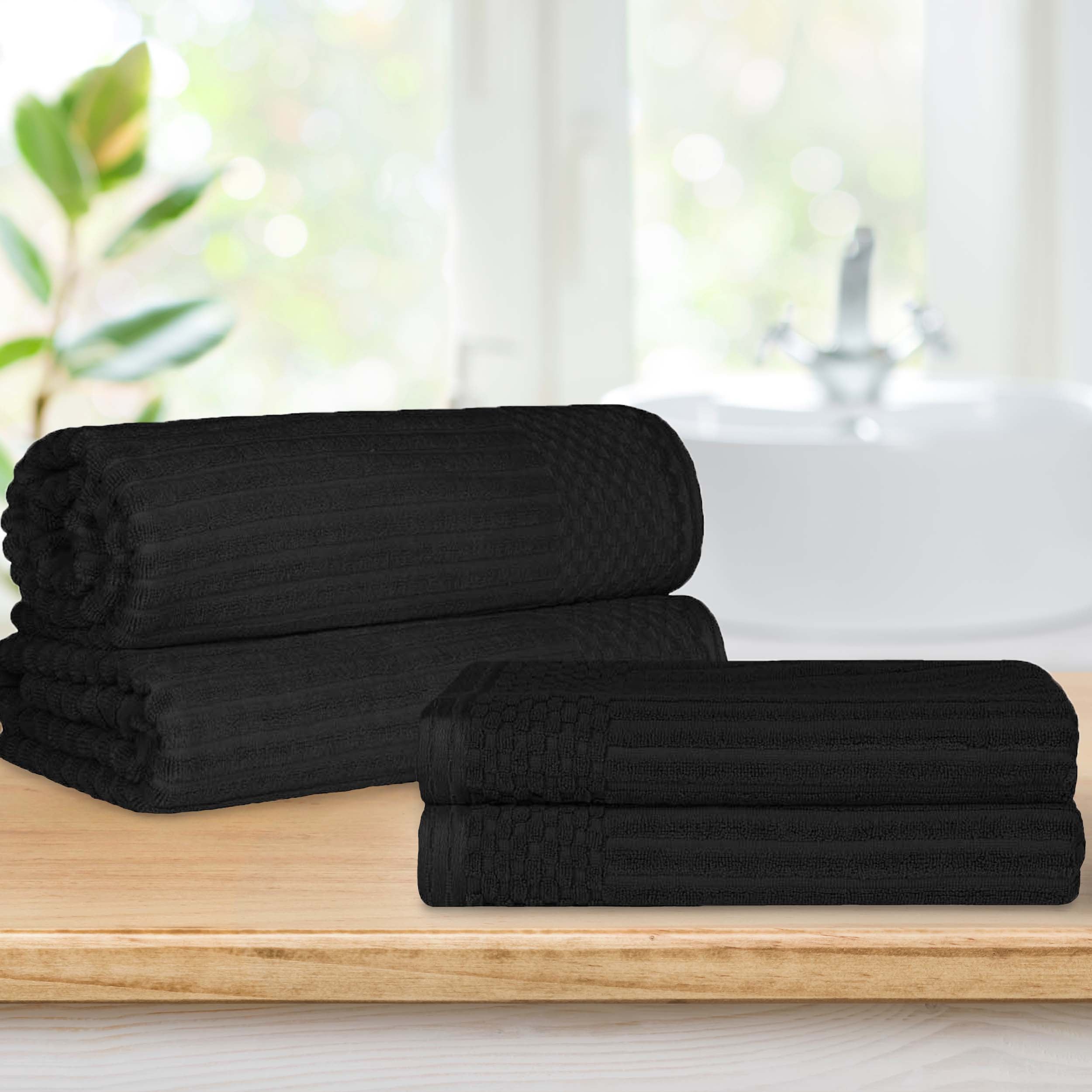 Soho Ribbed Textured Cotton Absorbent Bath Sheet & Bath Towel Set - Blue Nile Mills