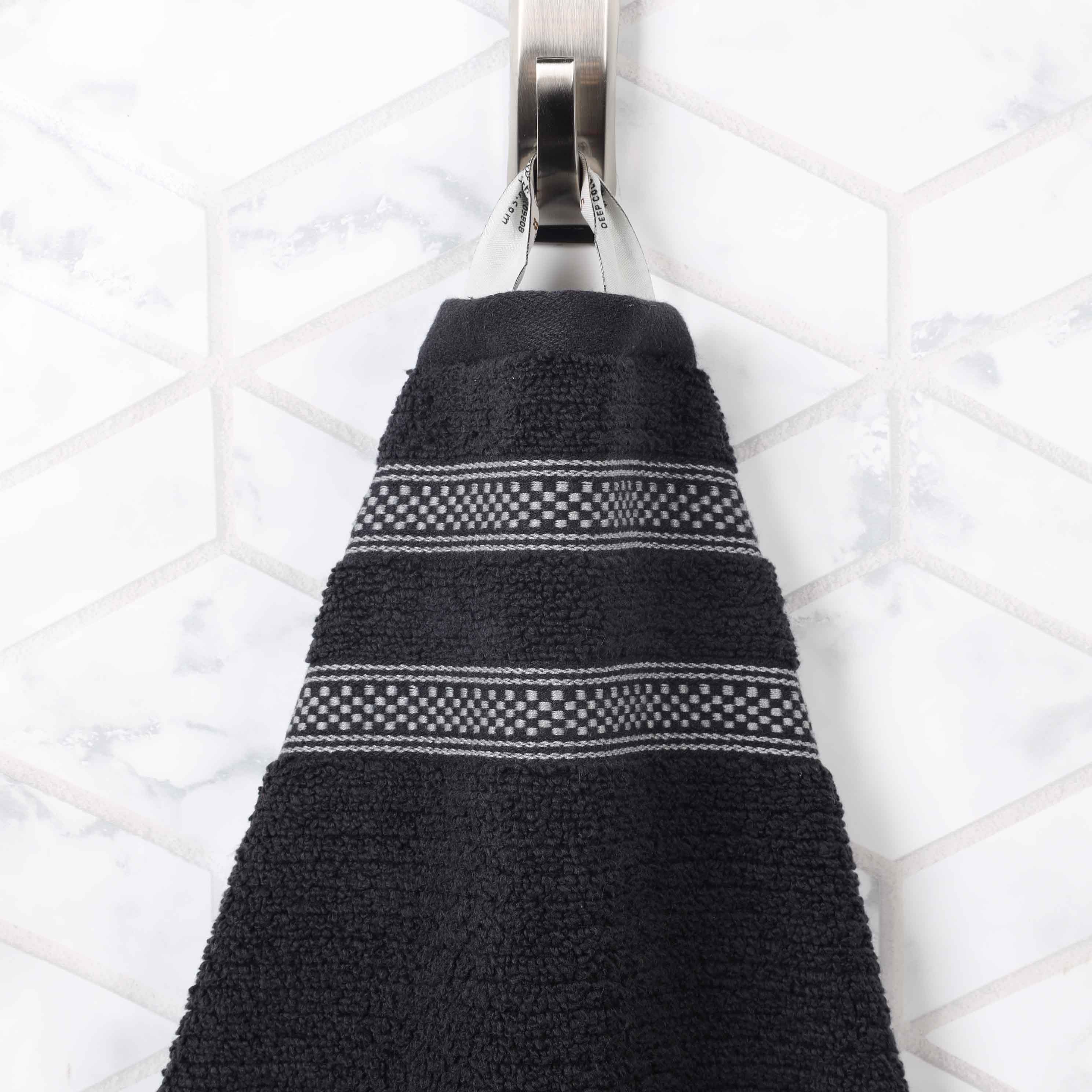 Zero Twist Cotton Ribbed Geometric Border Plush 9 Piece Towel Set - Blue Nile Mills