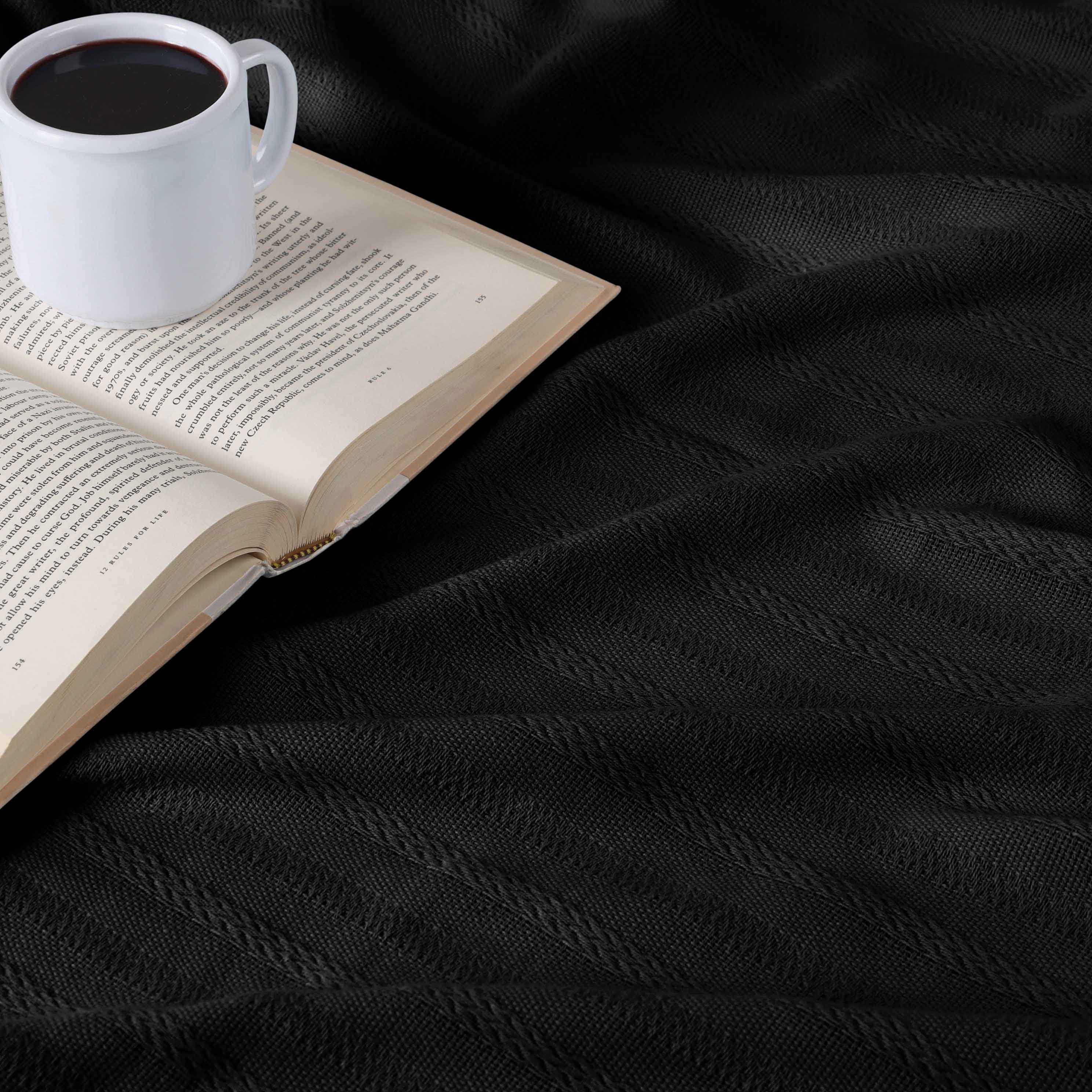 Clara Cotton Textured Striped Lightweight Woven Blanket - Blue Nile Mills