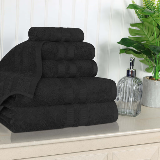 Cotton Ultra Soft 6 Piece Solid Towel Set - Black