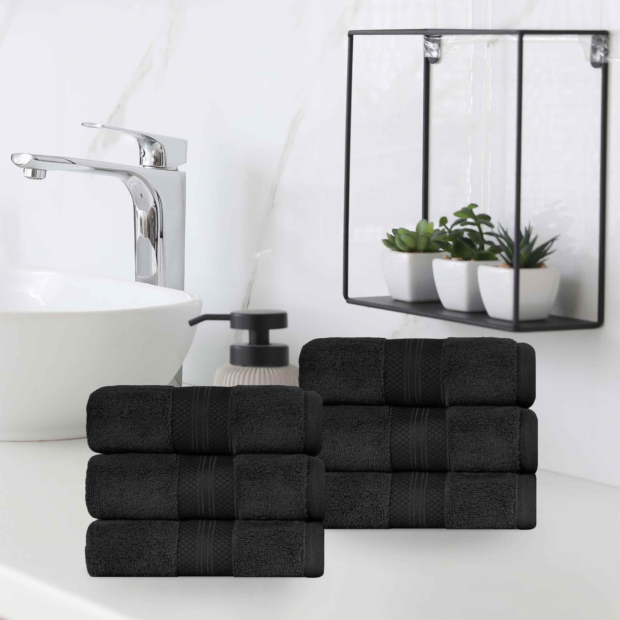 Turkish Cotton Absorbent Ultra-Plush Solid 6 Piece Hand Towel Set - Blue Nile Mills