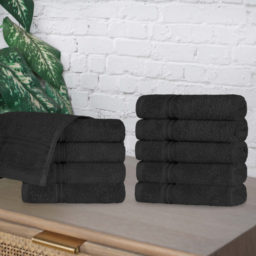 Heritage Egyptian Cotton 10 Piece Face Towel Set - Black