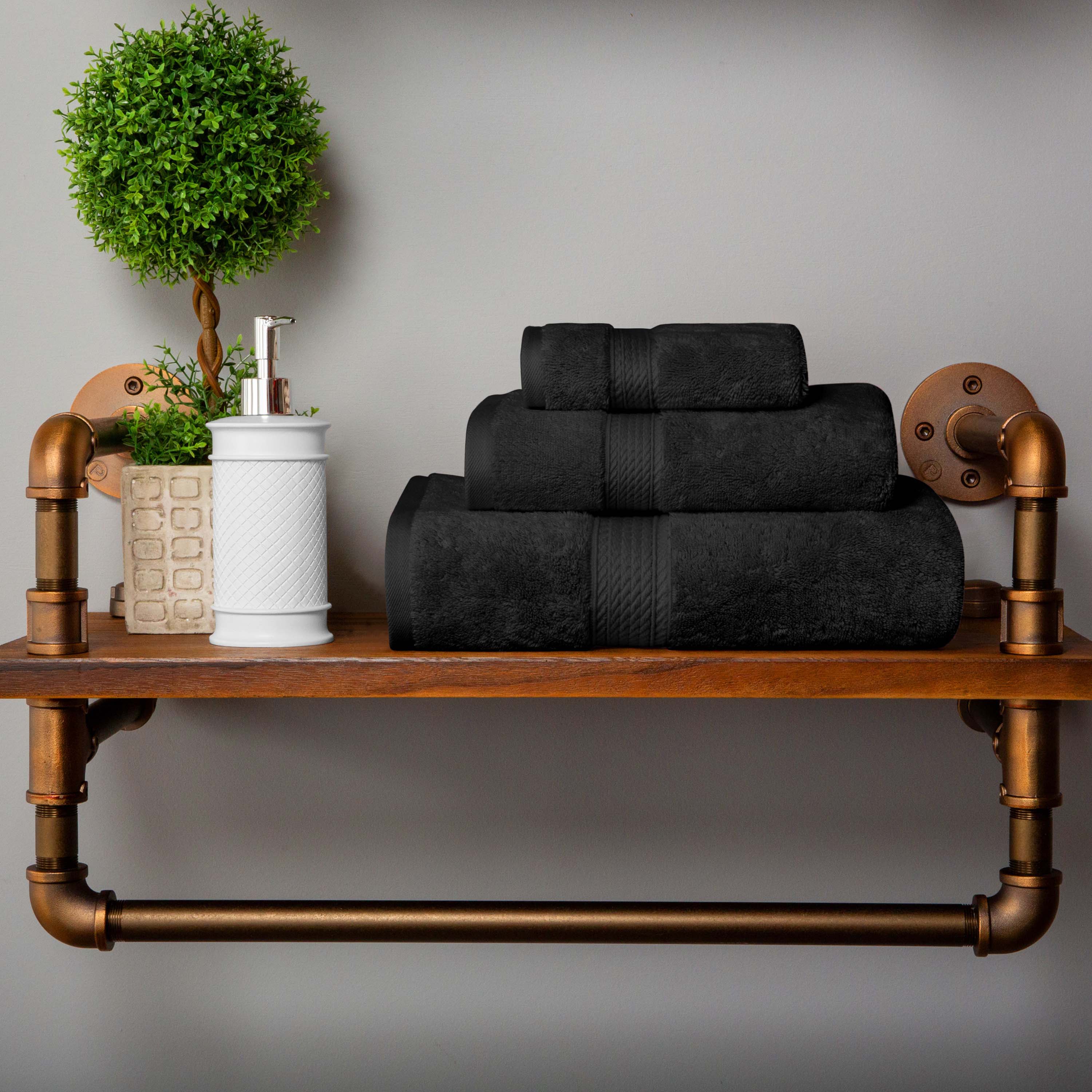 Egyptian Cotton Pile Plush Heavyweight Luxury Soft 3-Piece Towel Set - Blue Nile Mills