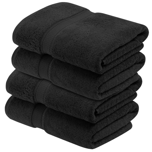 Egyptian Cotton Plush Heavyweight Absorbent Bath Towel Set of 4 - Black