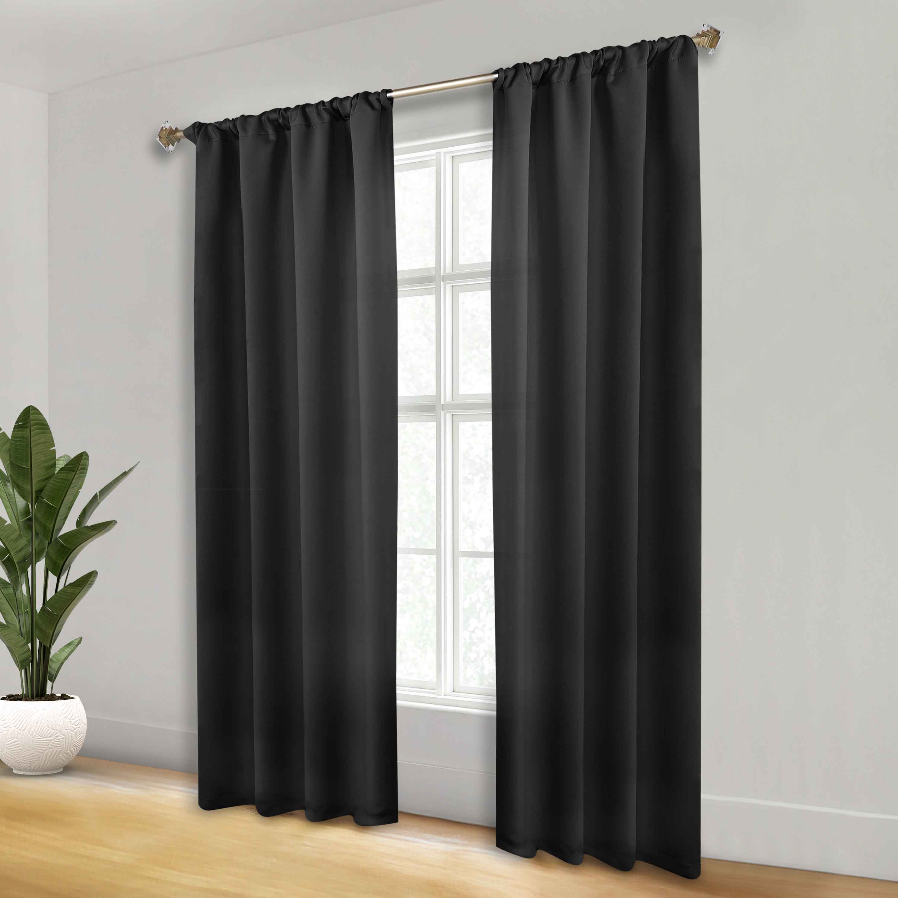 Solid Machine Washable Room Darkening Blackout Curtains, Set of 2 - Blue Nile Mills