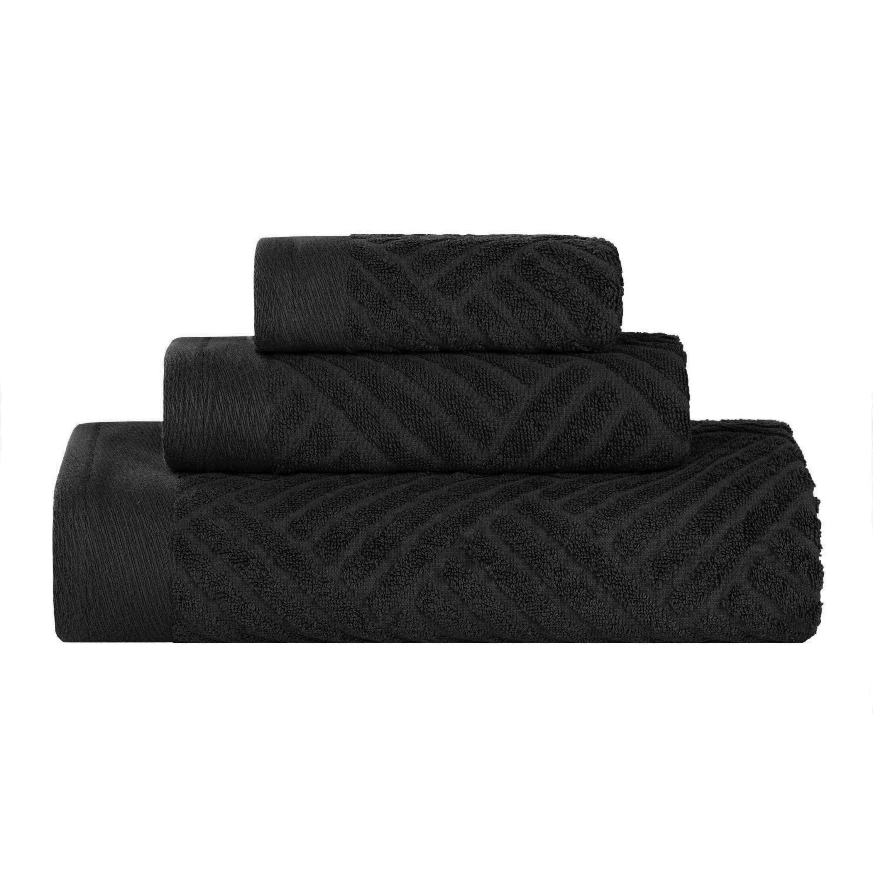 Basketweave Egyptian Cotton Jacquard 3 Piece Assorted Towel Set - Blue Nile Mills
