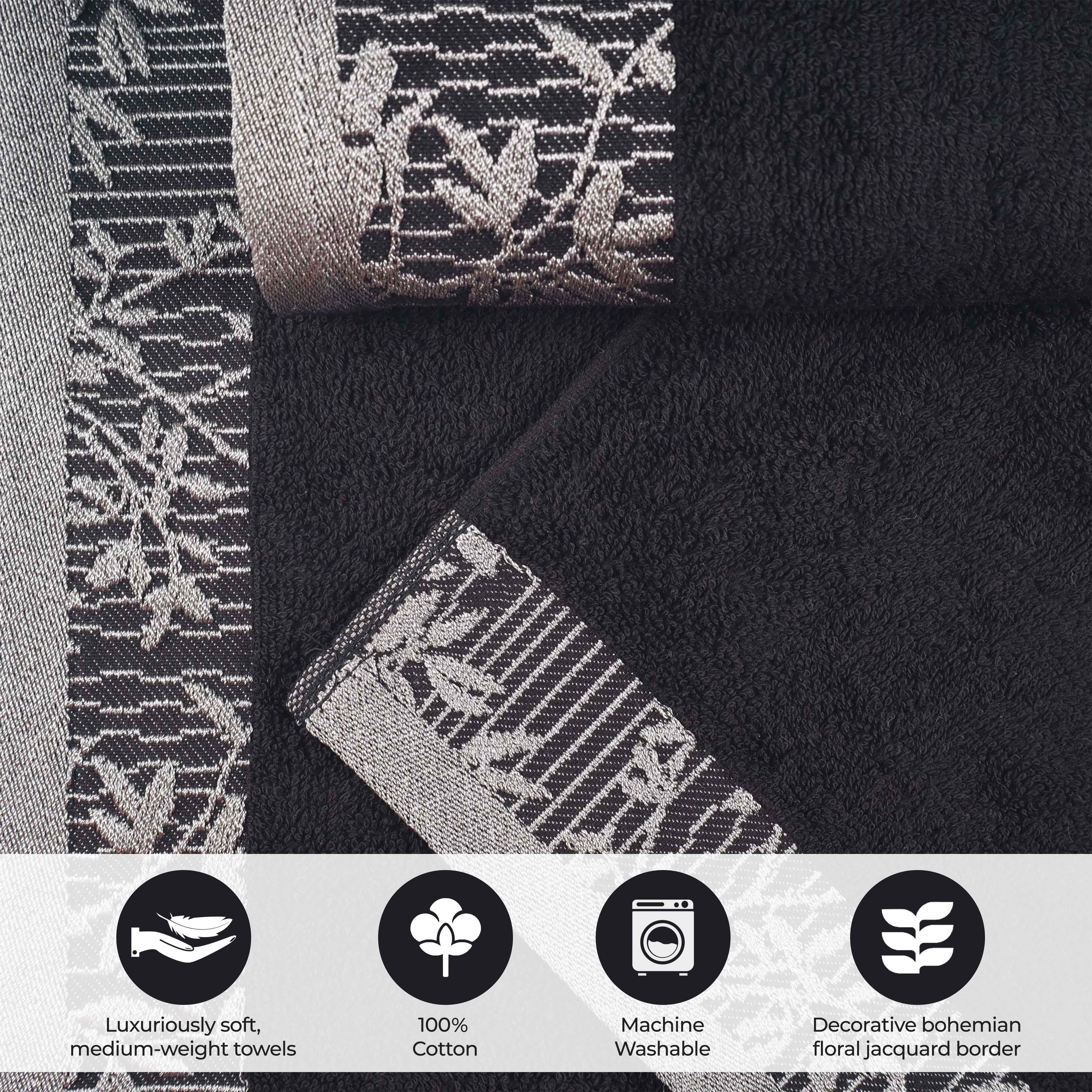 Wisteria Cotton Floral Embroidered Jacquard Border 8-Piece Towel Set - Blue Nile Mills