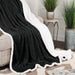 Reversible Jacquard Lattice Fleece Plush Sherpa Blanket - Black