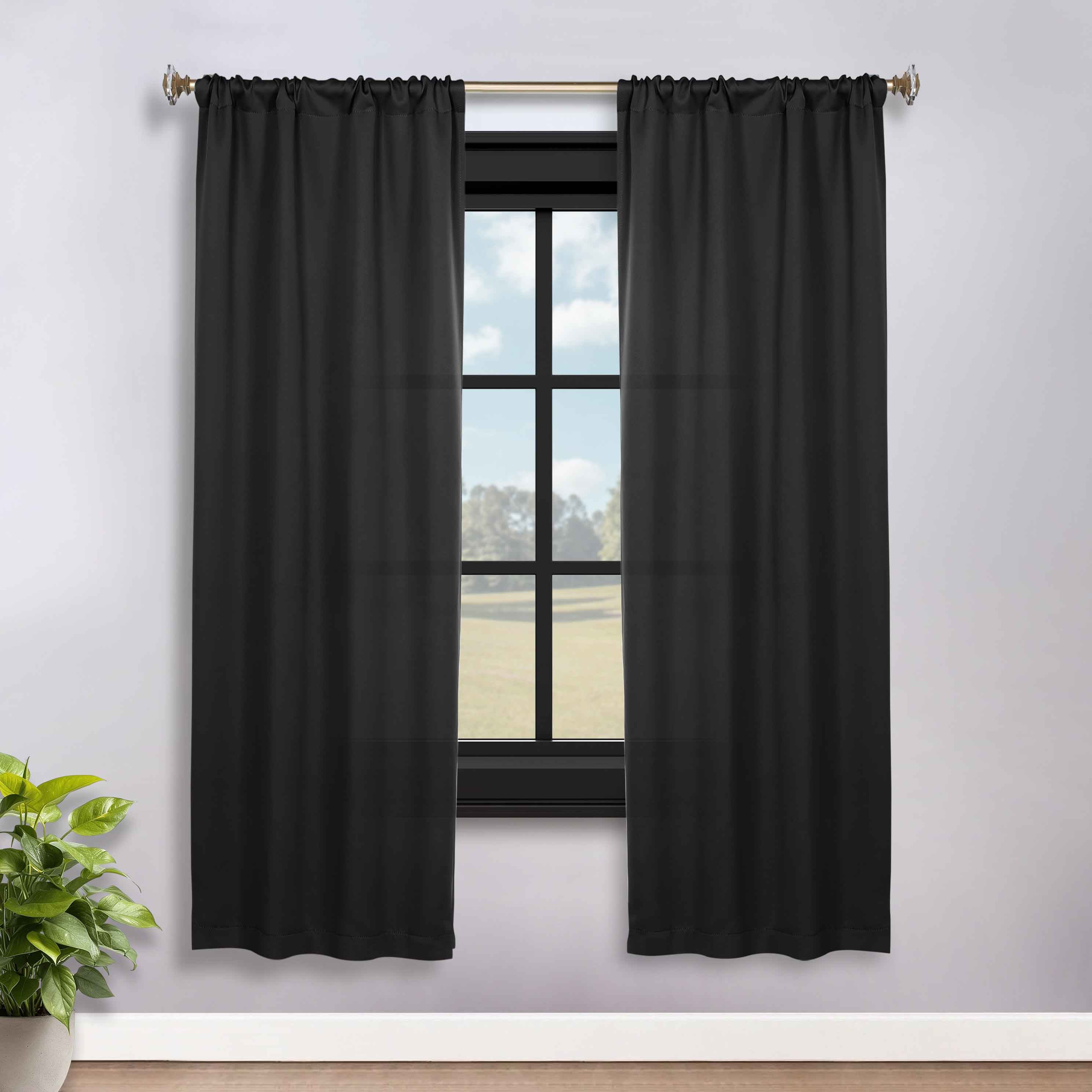 Solid Machine Washable Room Darkening Blackout Curtains, Set of 2 - Blue Nile Mills