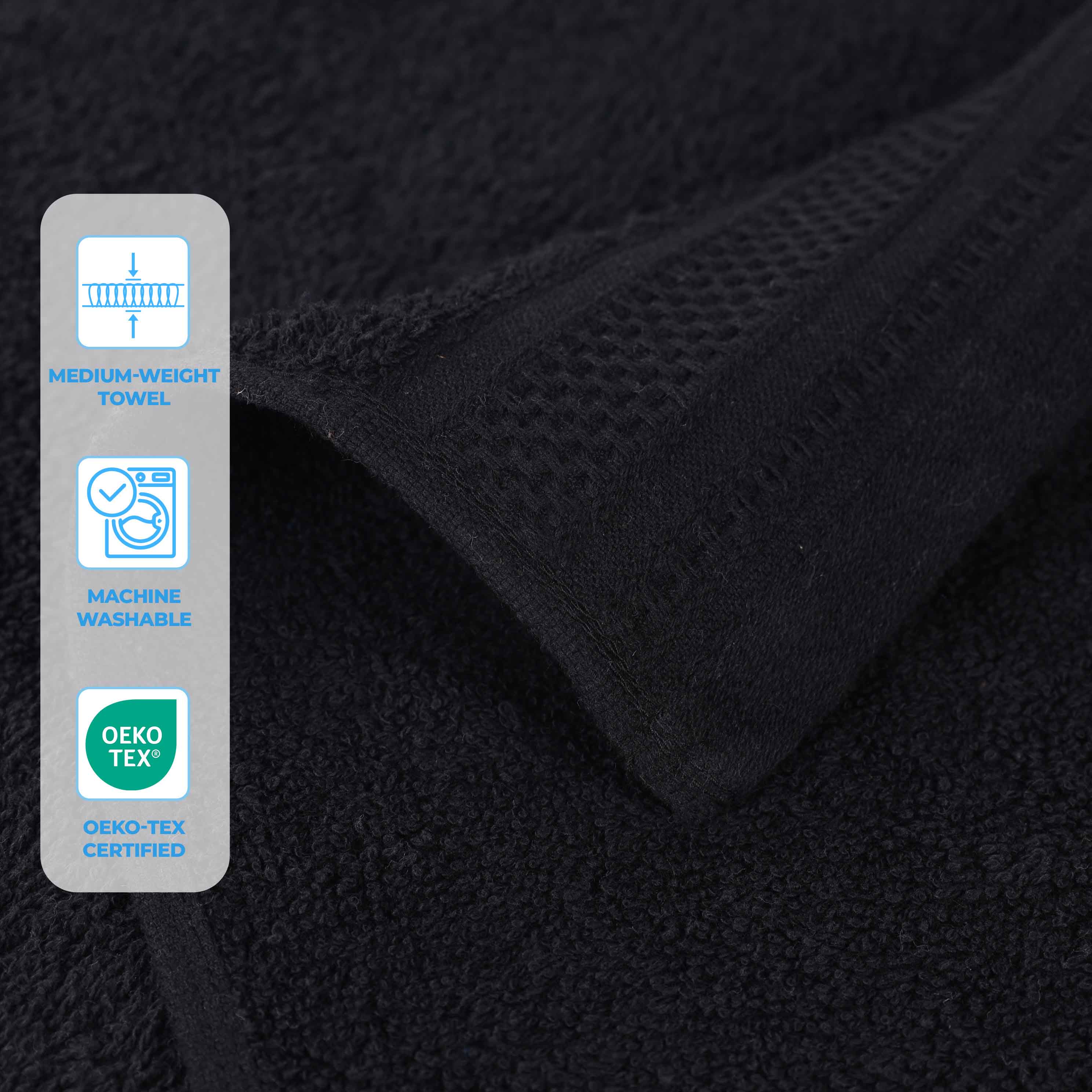 Honeycomb Textured Waffle Border Luxury Cotton Hand Towels, Set of 6 - Blue Nile Mills