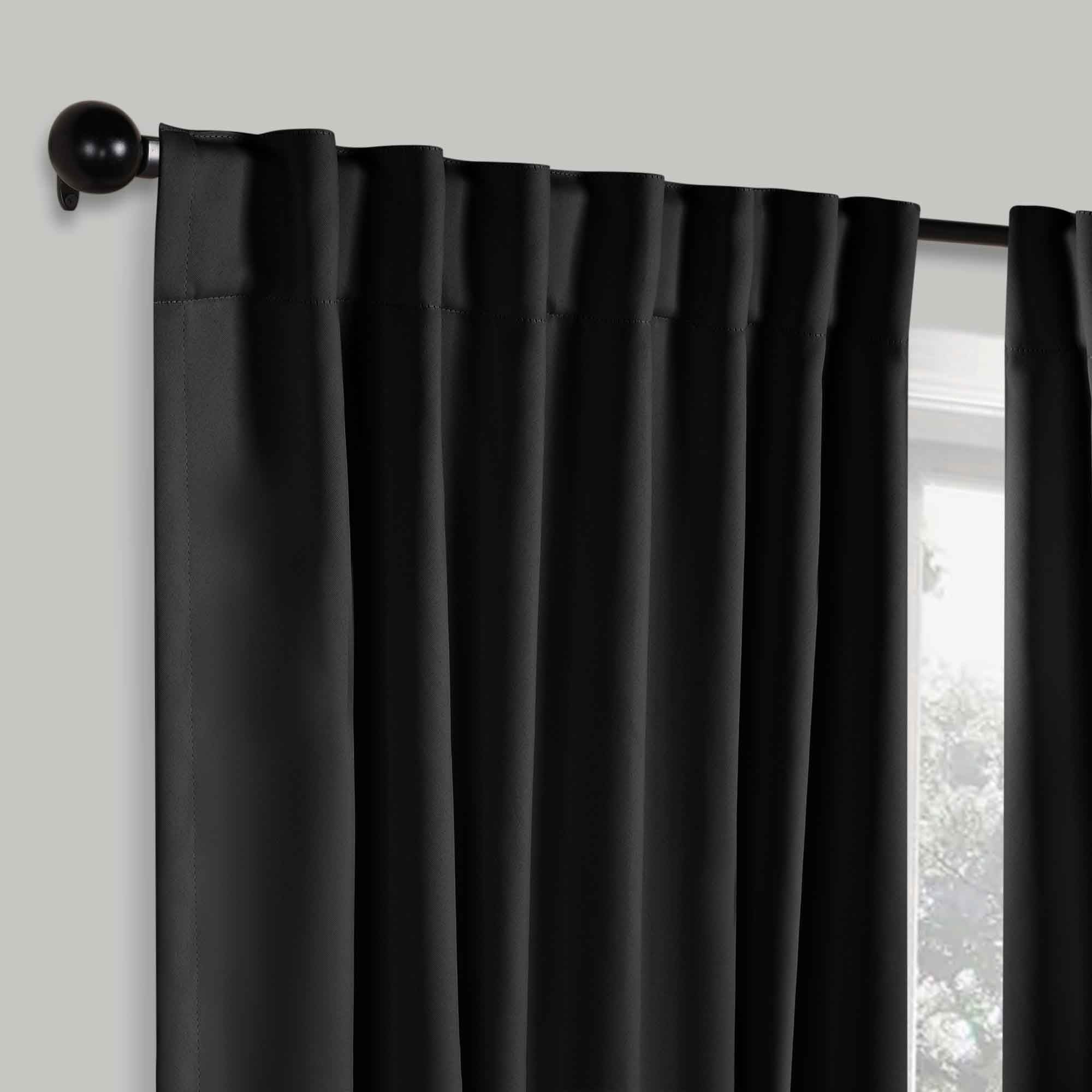 Solid Room Darkening Blackout Curtains with Back Tabs, Set of 2 - Blue Nile Mills