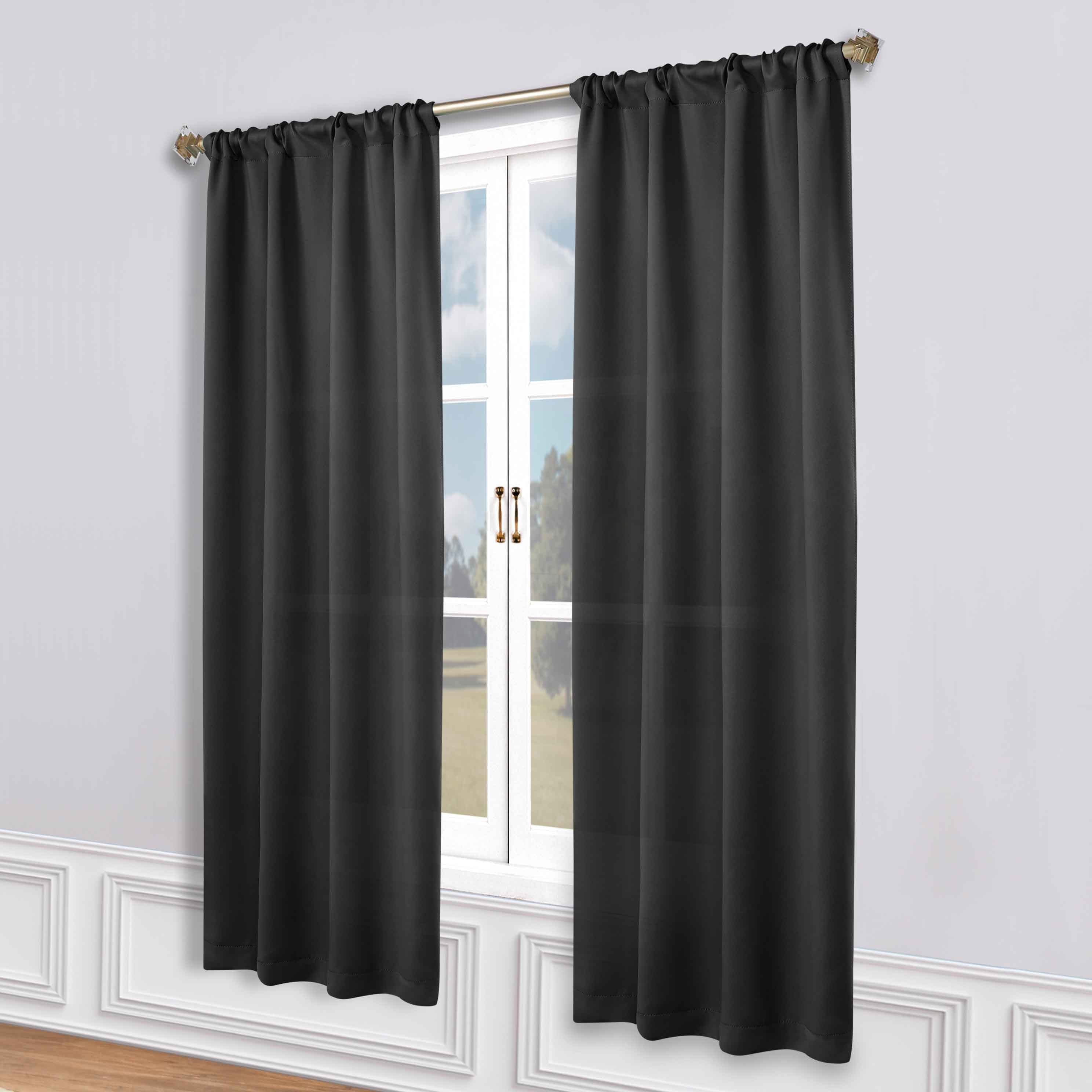 Solid Machine Washable Room Darkening Blackout Curtains, Set of 2 - Blue Nile Mills