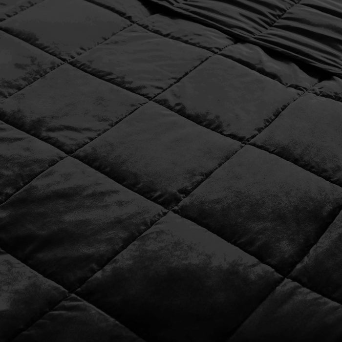 Quilted Microfiber Weighted Throw Blanket - Black