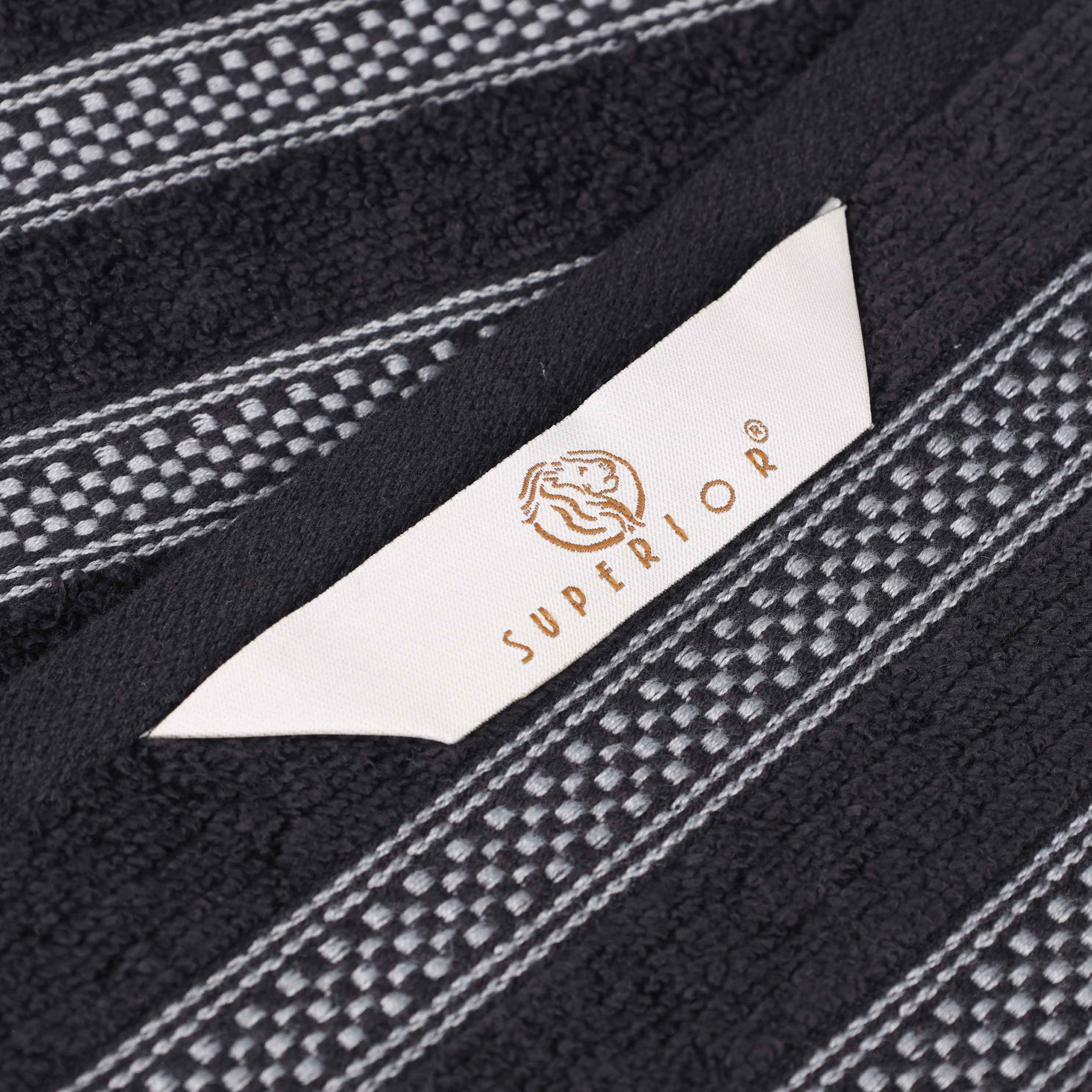 Zero Twist Cotton Ribbed Geometric Border Plush 9 Piece Towel Set - Blue Nile Mills