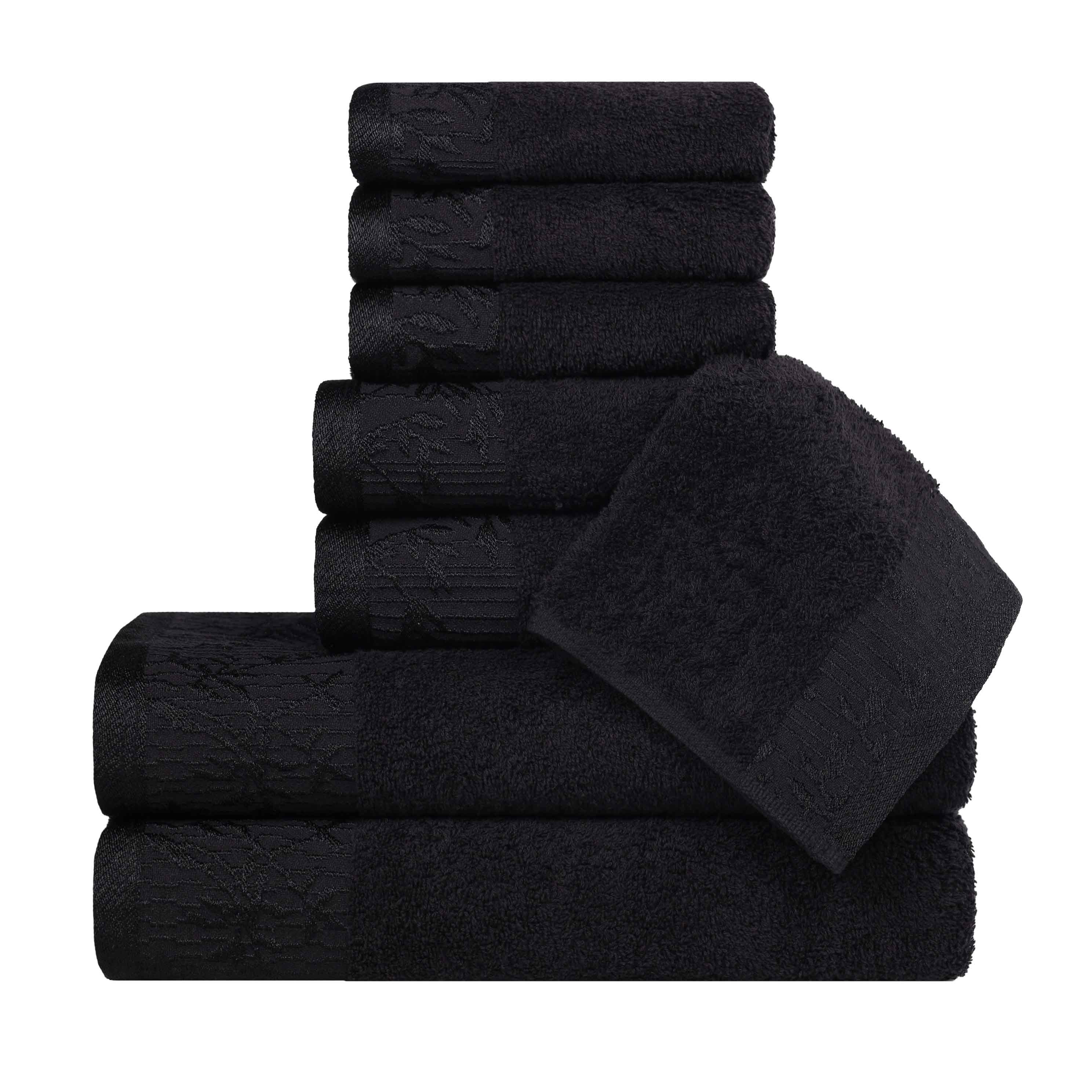 Wisteria Cotton Floral Embroidered Jacquard Border 8-Piece Towel Set - Blue Nile Mills