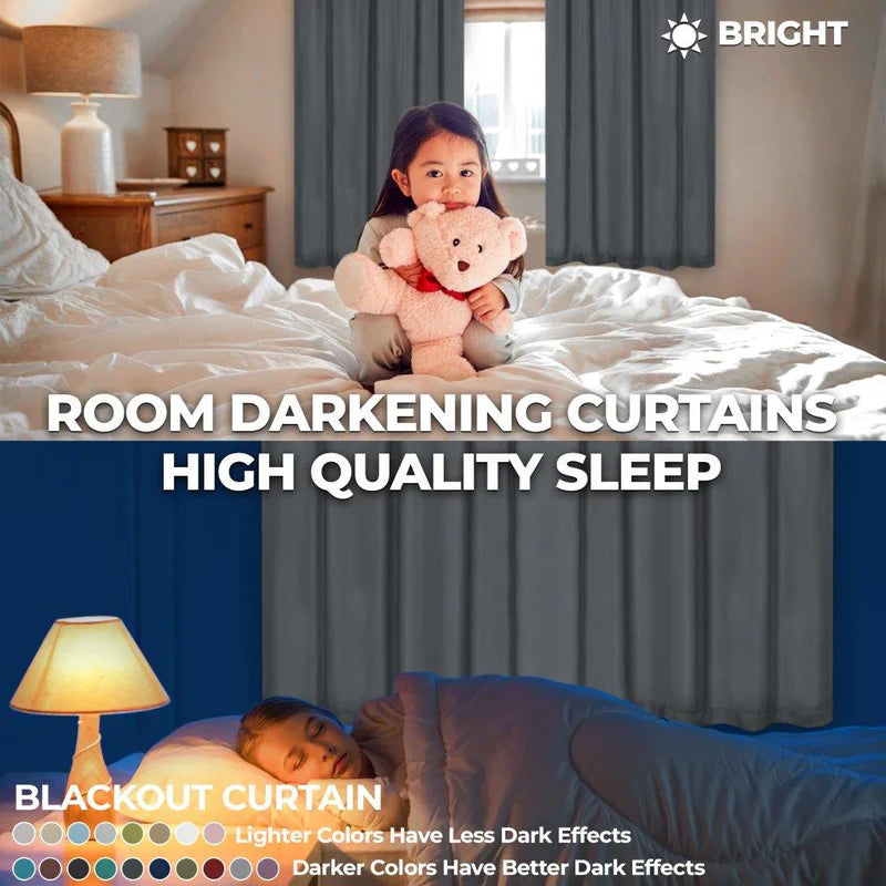 Grommet Room Darkening Solid Blackout Curtains, Set of 2 - Blue Nile Mills