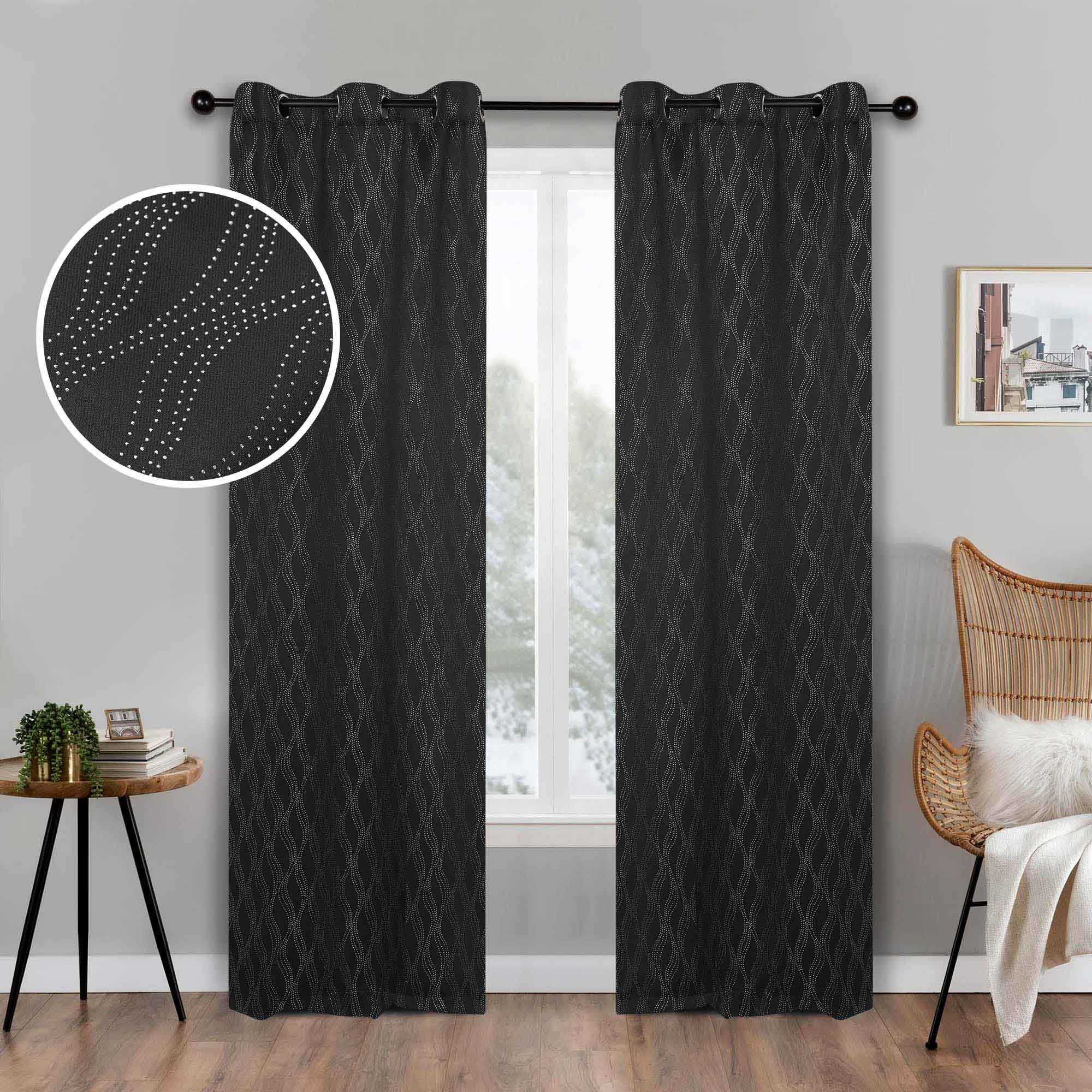 Zuri Textured Washable Room Darkening Blackout Curtain Panel Set - Blue Nile Mills