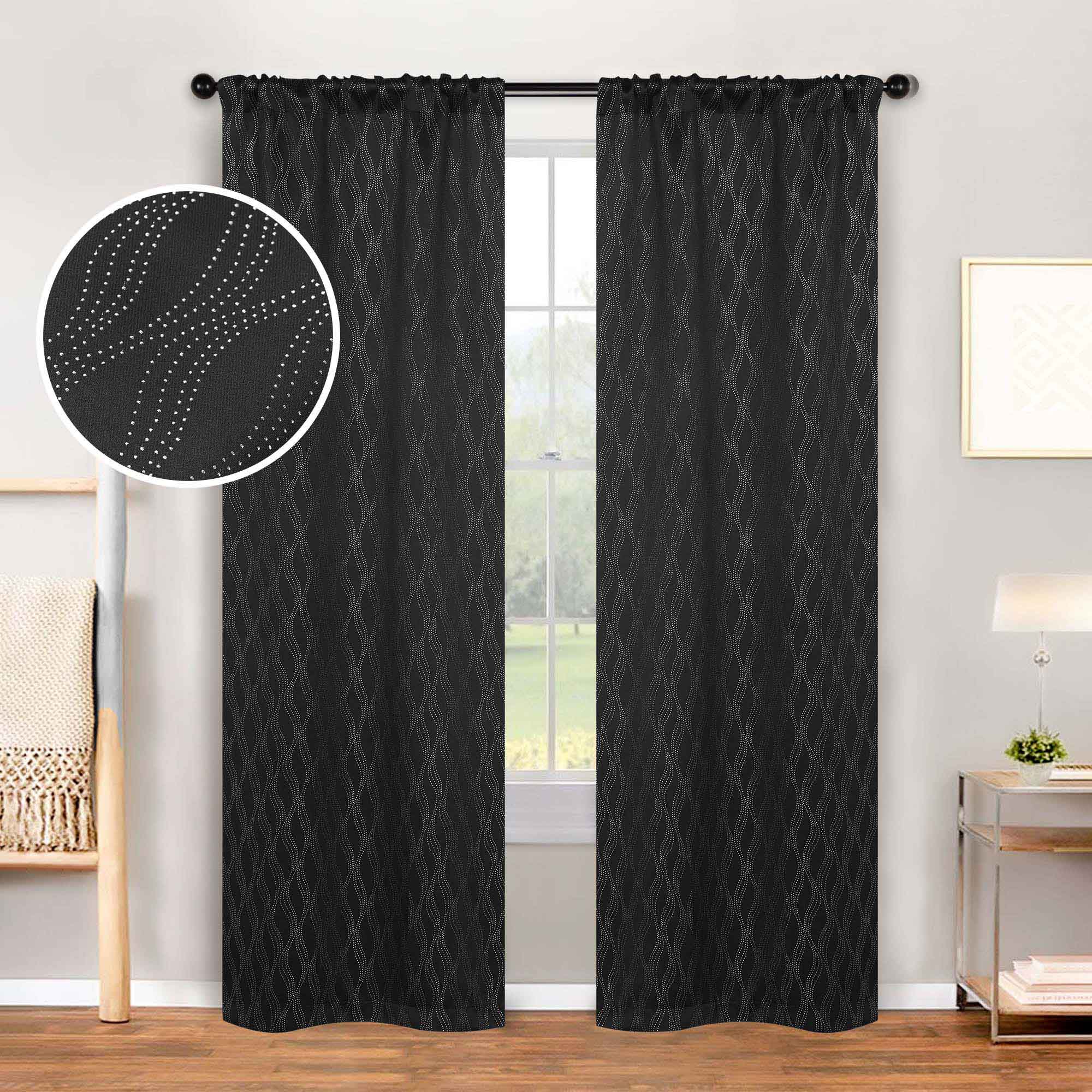 Zuri Textured Washable Room Darkening Blackout Curtain Panel Set - Blue Nile Mills