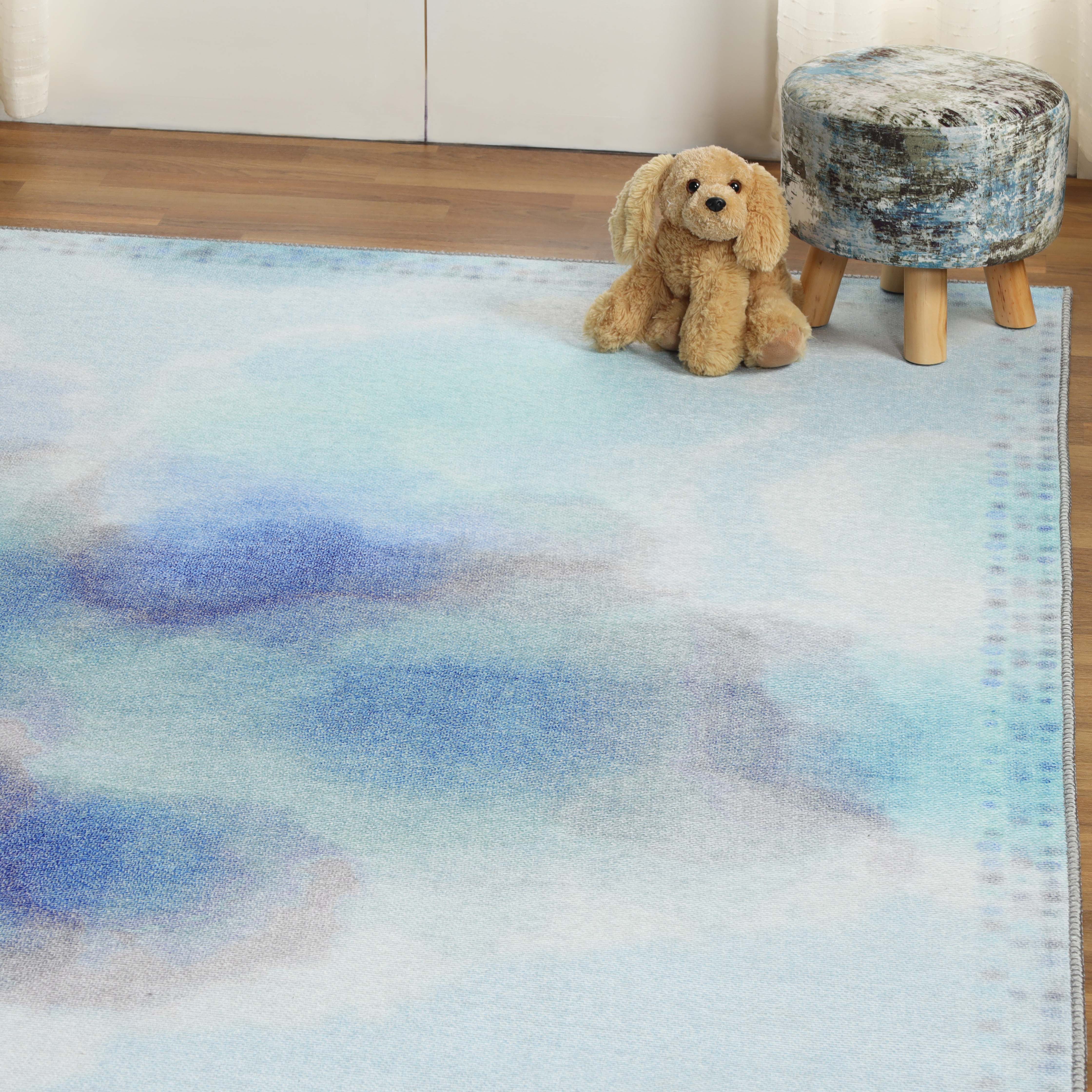 Blossom Kids Bright Patterned Non-Slip Area Rug or Runner Rug - Blue Nile Mills