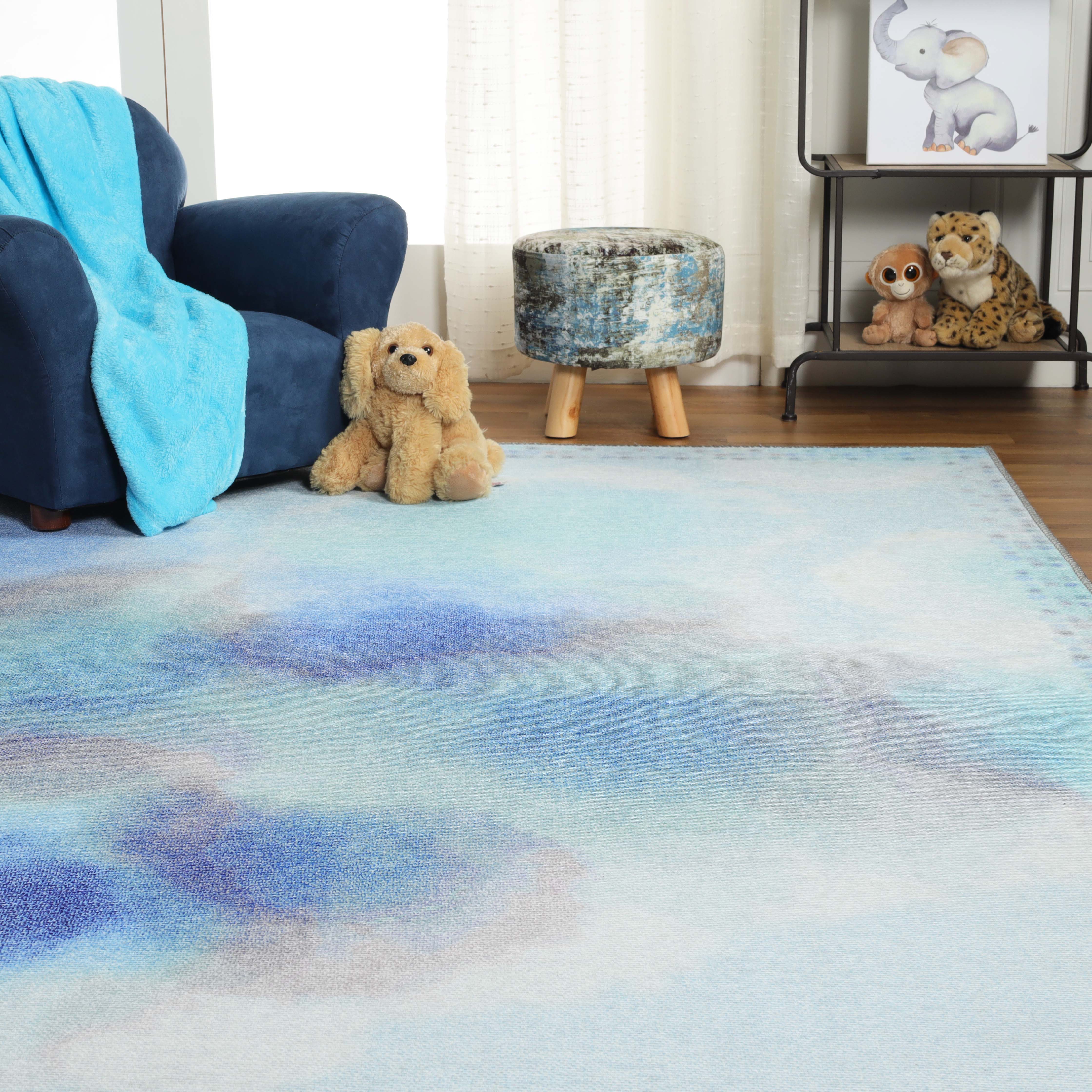 Blossom Kids Bright Patterned Non-Slip Area Rug or Runner Rug - Blue Nile Mills